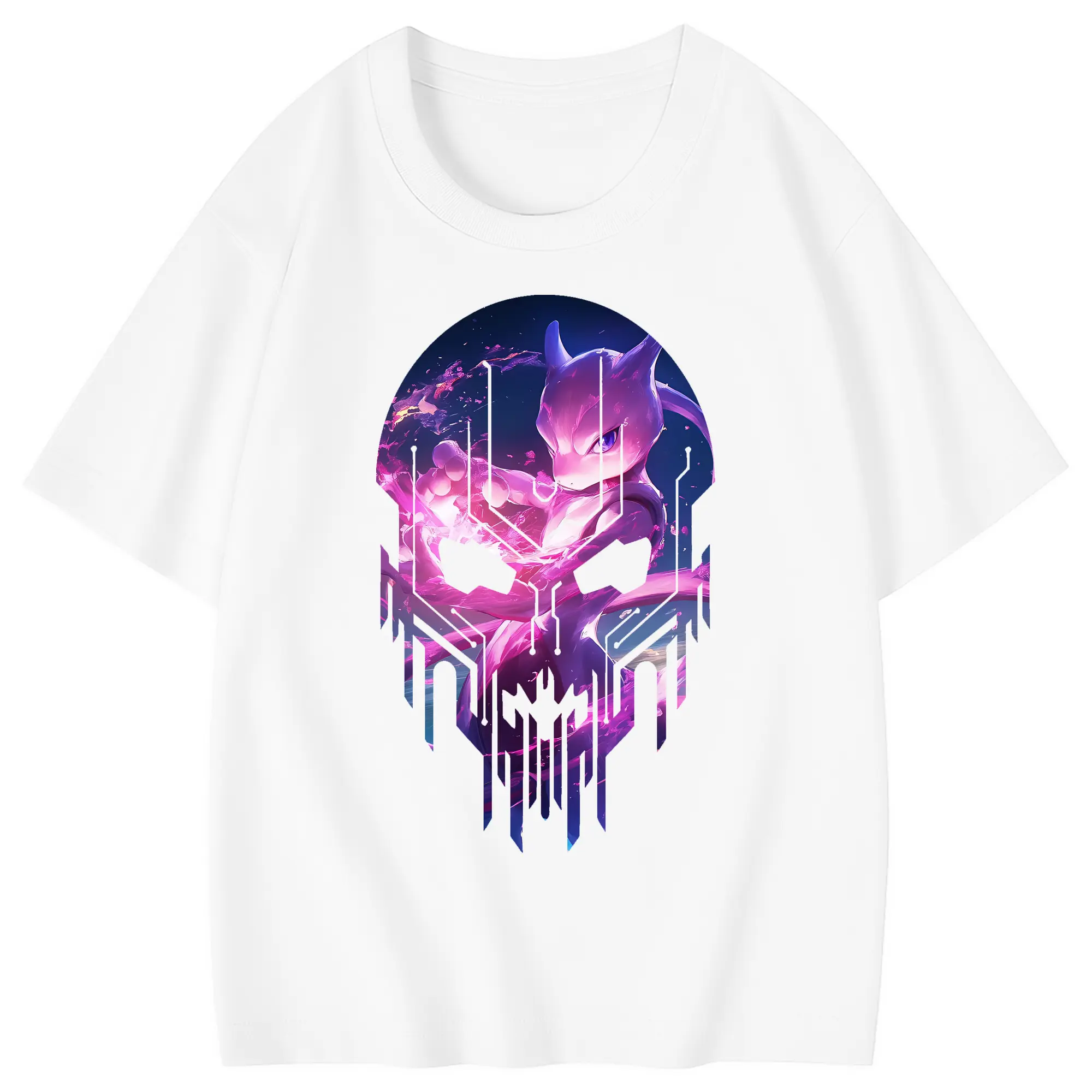 ポケモン グッズ,ミュウツー - 綿100％ キッズTシャツ ・ フロントプリント ・ 快適 通気性 ・ スポーツ カジュアル 散歩用