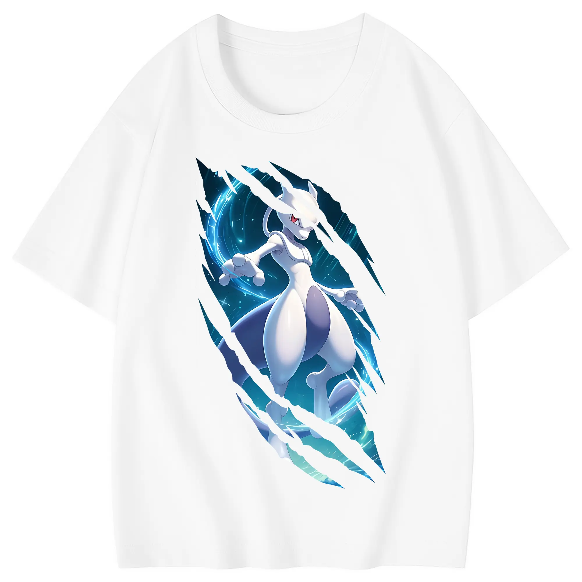 ポケモン グッズ,ミュウツー - 綿100％ キッズTシャツ ・ フロントプリント ・ 快適 通気性 ・ スポーツ カジュアル 散歩用
