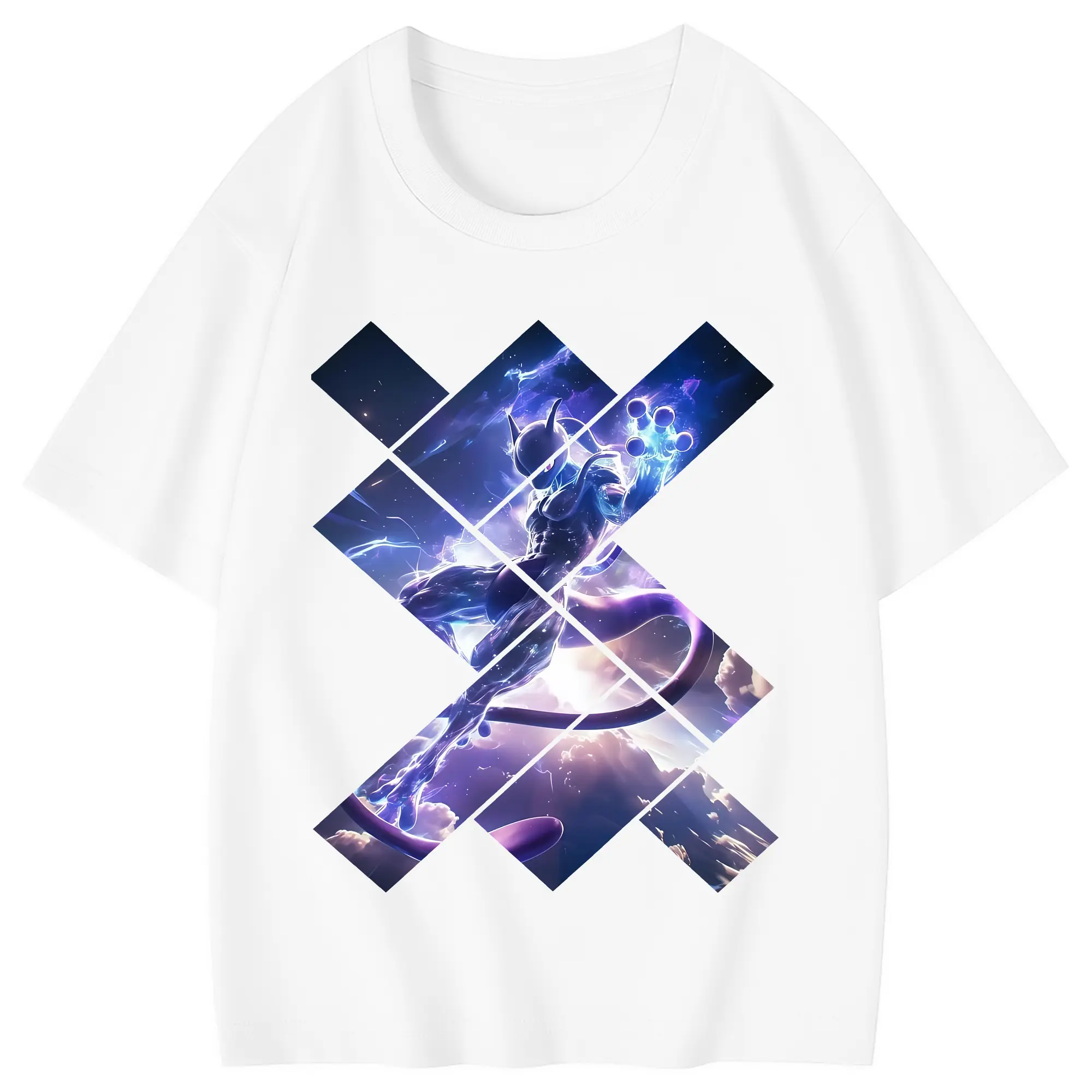 ポケモン グッズ,ミュウツー - 綿100％ キッズTシャツ ・ フロントプリント ・ 快適 通気性 ・ スポーツ カジュアル 散歩用