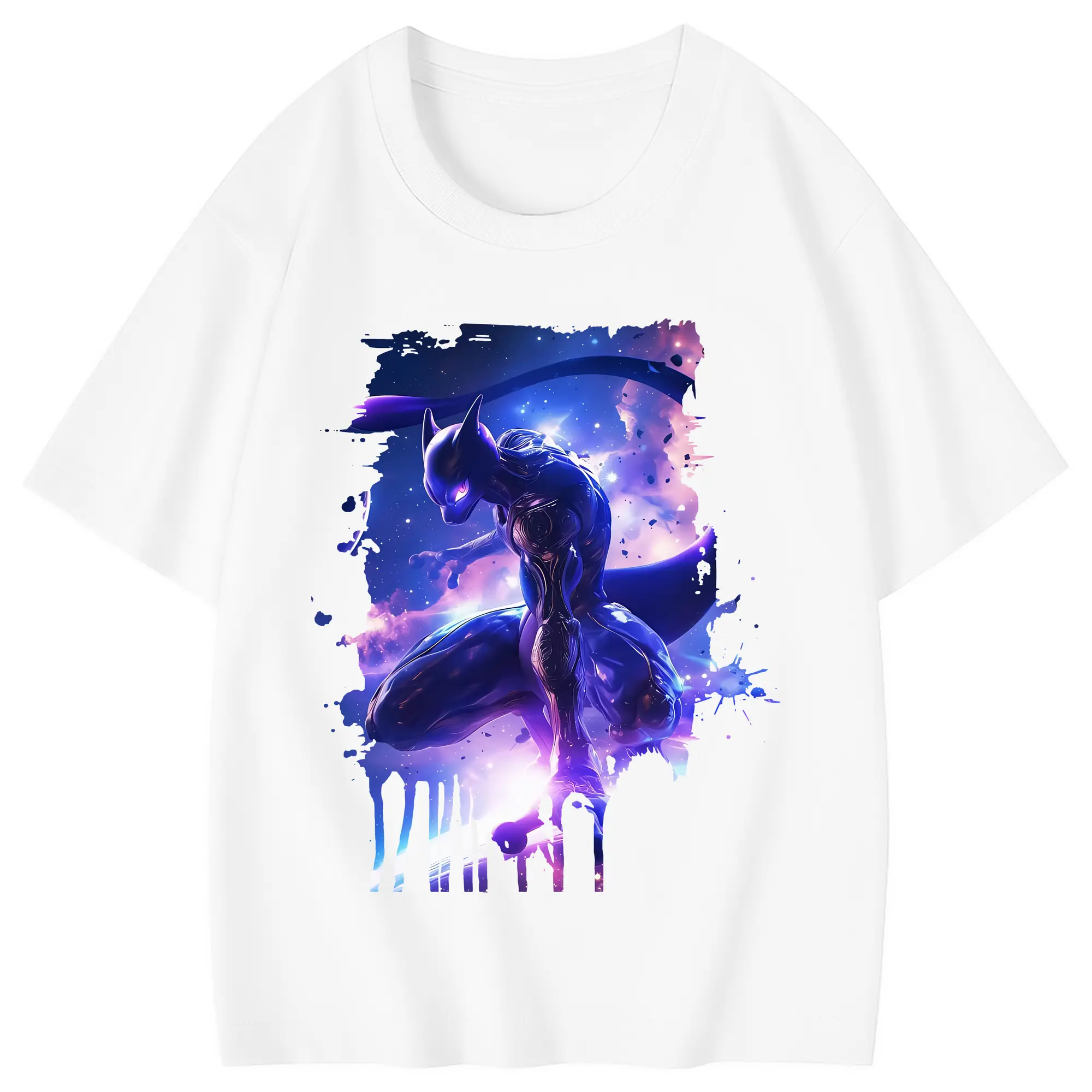 ポケモン グッズ,ミュウツー - 綿100％ キッズTシャツ ・ フロントプリント ・ 快適 通気性 ・ スポーツ カジュアル 散歩用