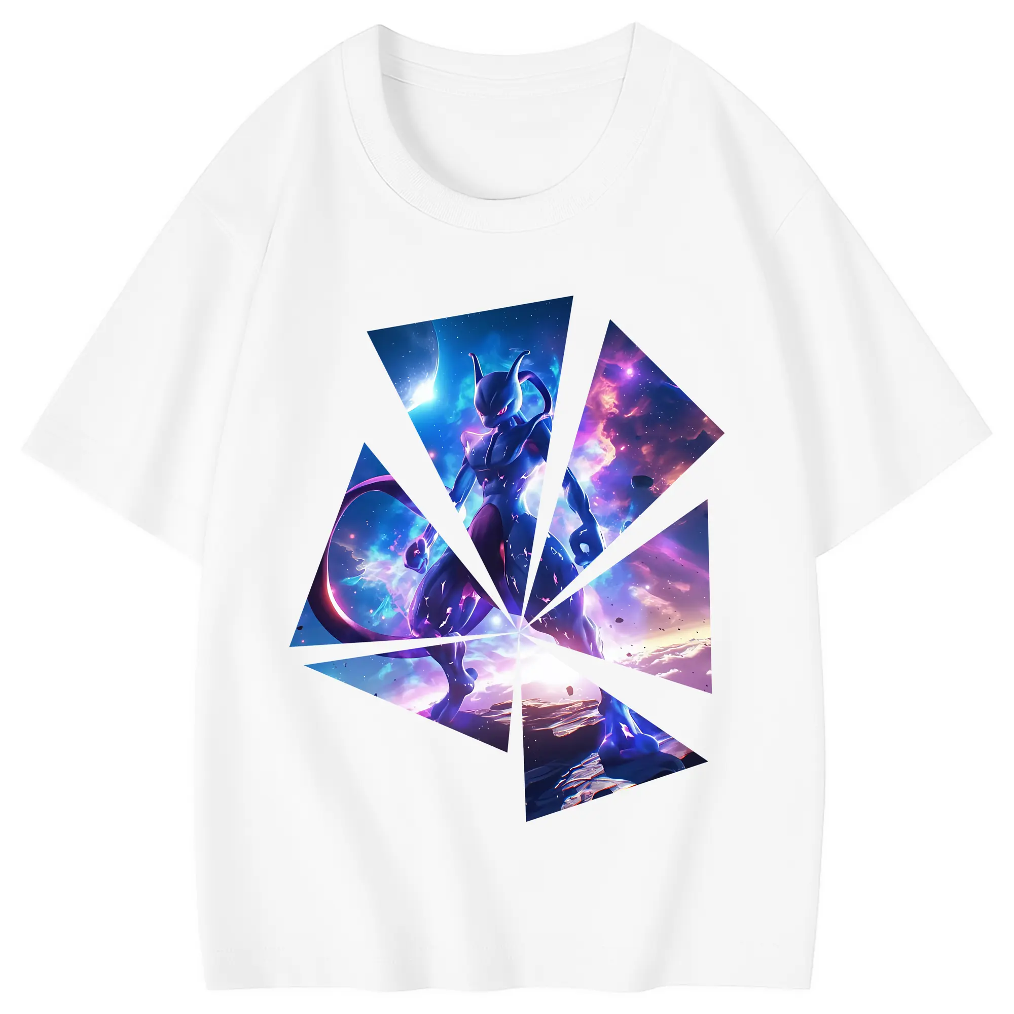 ポケモン グッズ,ミュウツー - 綿100％ キッズTシャツ ・ フロントプリント ・ 快適 通気性 ・ スポーツ カジュアル 散歩用