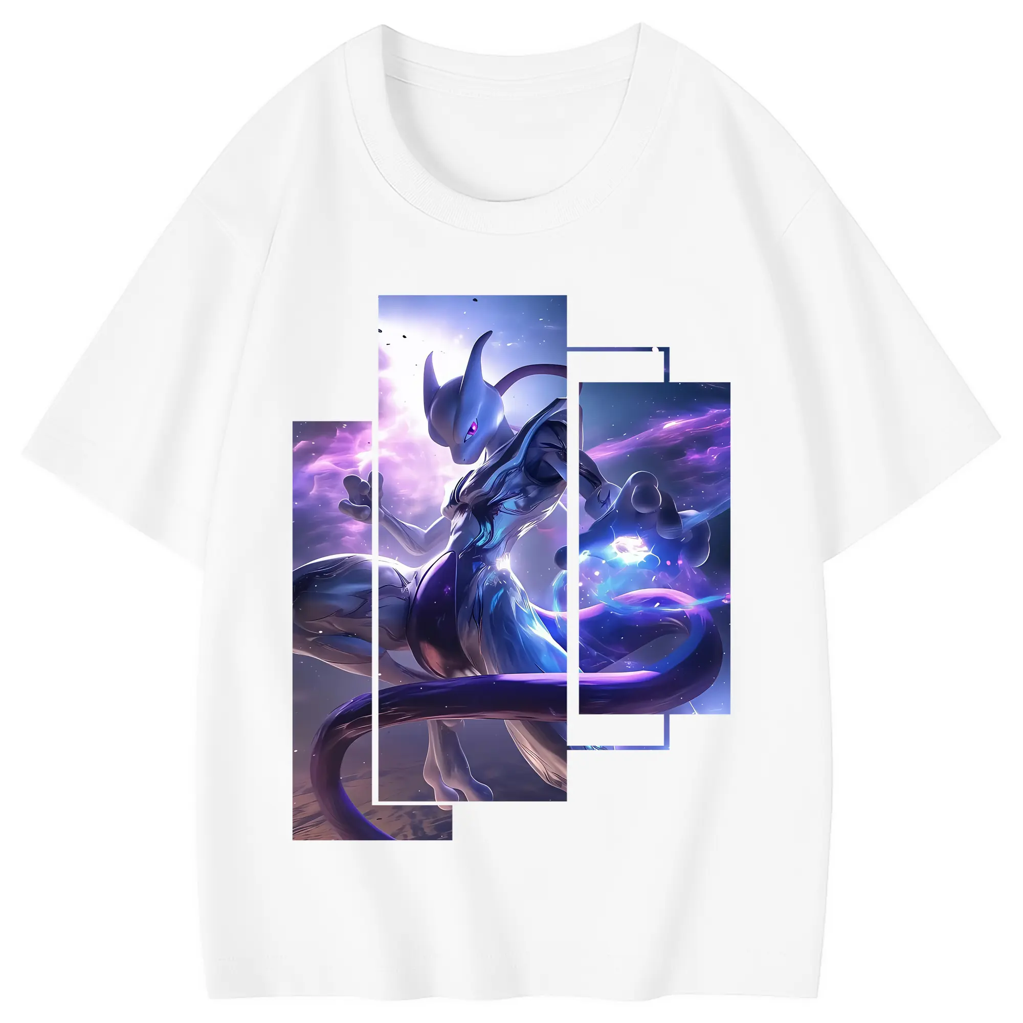 ポケモン グッズ,ミュウツー - 綿100％ キッズTシャツ ・ フロントプリント ・ 快適 通気性 ・ スポーツ カジュアル 散歩用