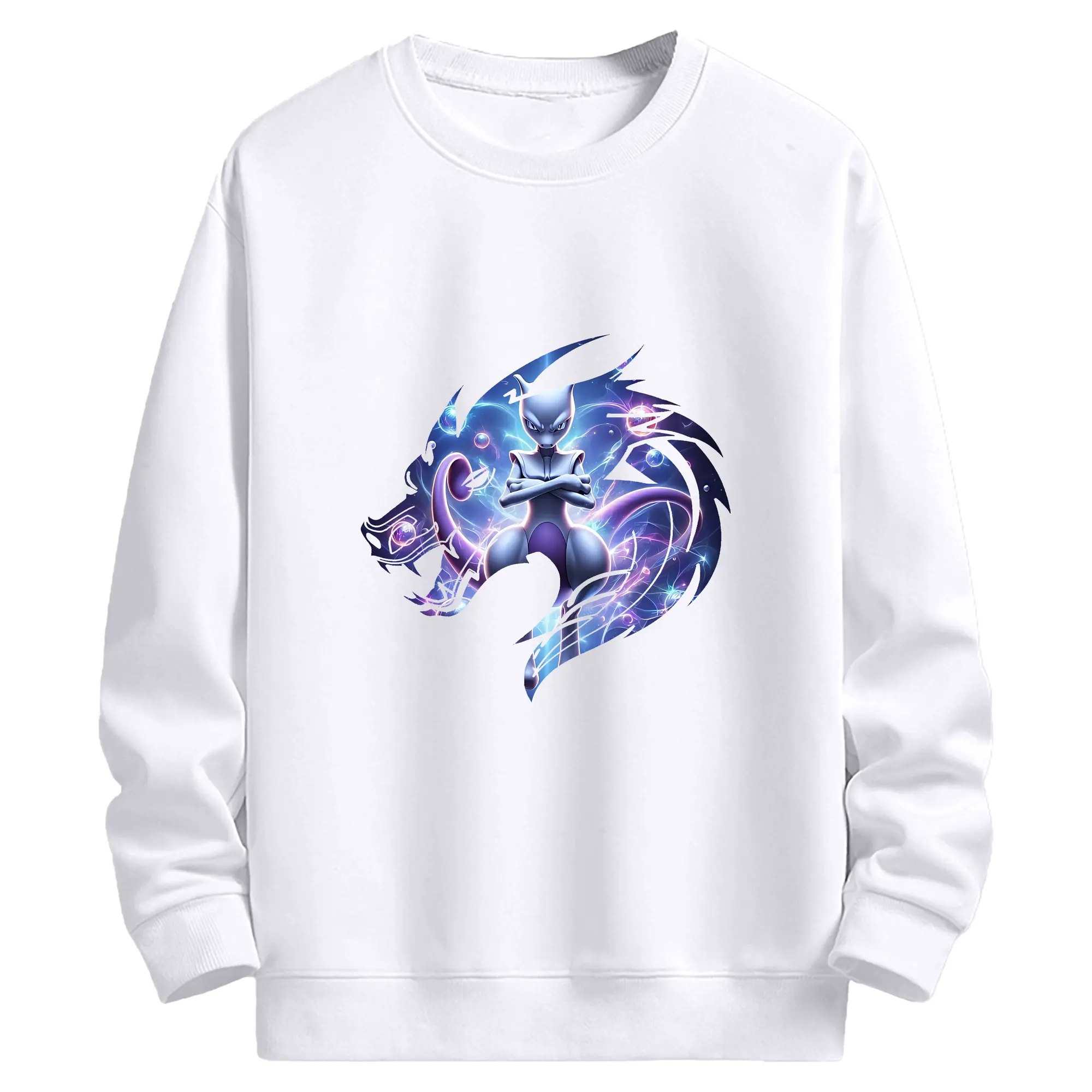 ポケモン グッズ,ミュウツー - 高品質 クルーネック スウェット ・ コットン59％ ポリエステル41％ ・ ユニセックス 長袖 トレーナー ・ カジュアル デイリー スポーツ 散歩用
