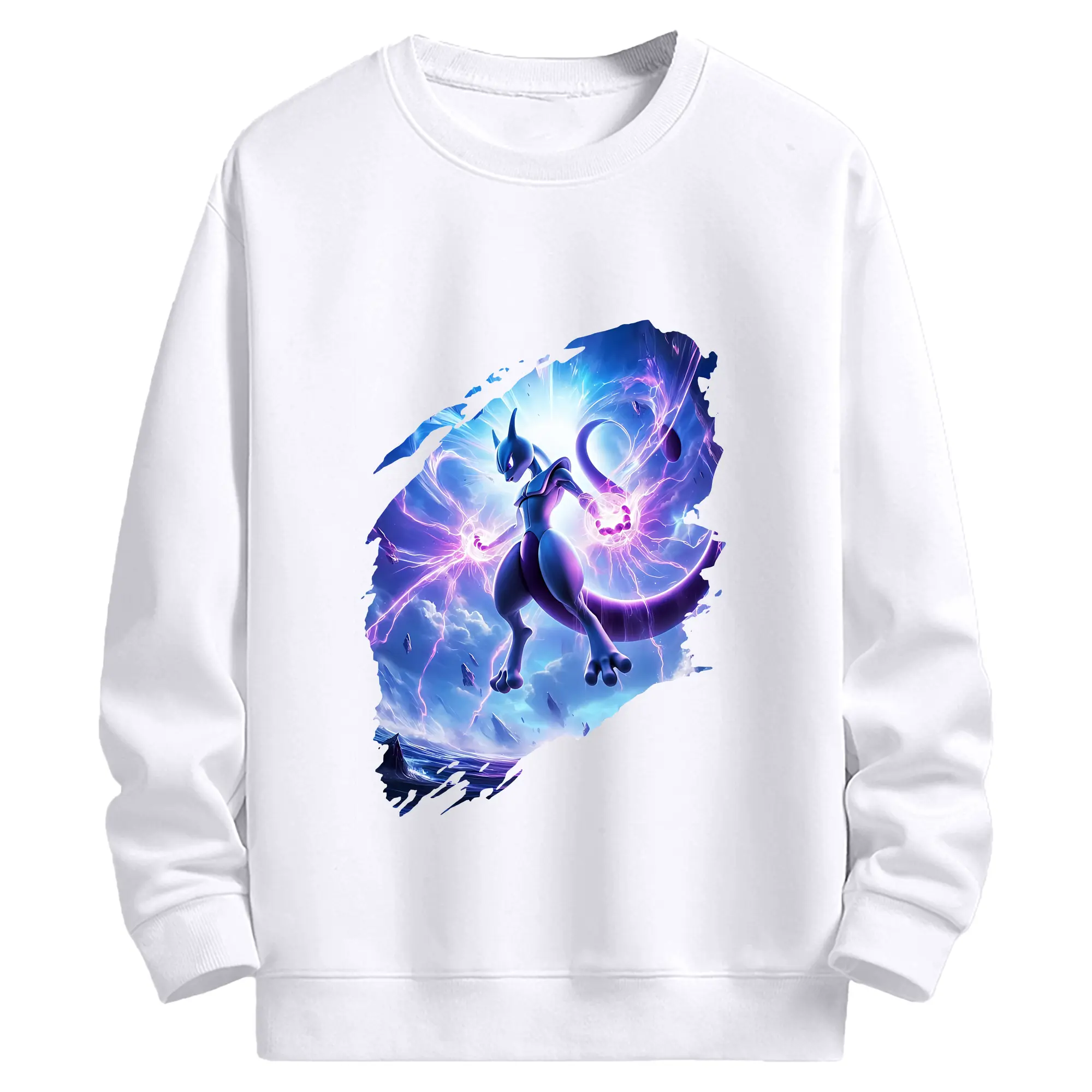 ポケモン グッズ,ミュウツー - 高品質 クルーネック スウェット ・ コットン59％ ポリエステル41％ ・ ユニセックス 長袖 トレーナー ・ カジュアル デイリー スポーツ 散歩用
