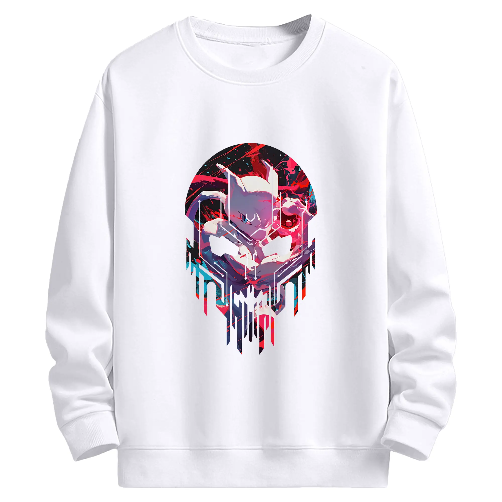 ポケモン グッズ,ミュウツー - 高品質 クルーネック スウェット ・ コットン59％ ポリエステル41％ ・ ユニセックス 長袖 トレーナー ・ カジュアル デイリー スポーツ 散歩用