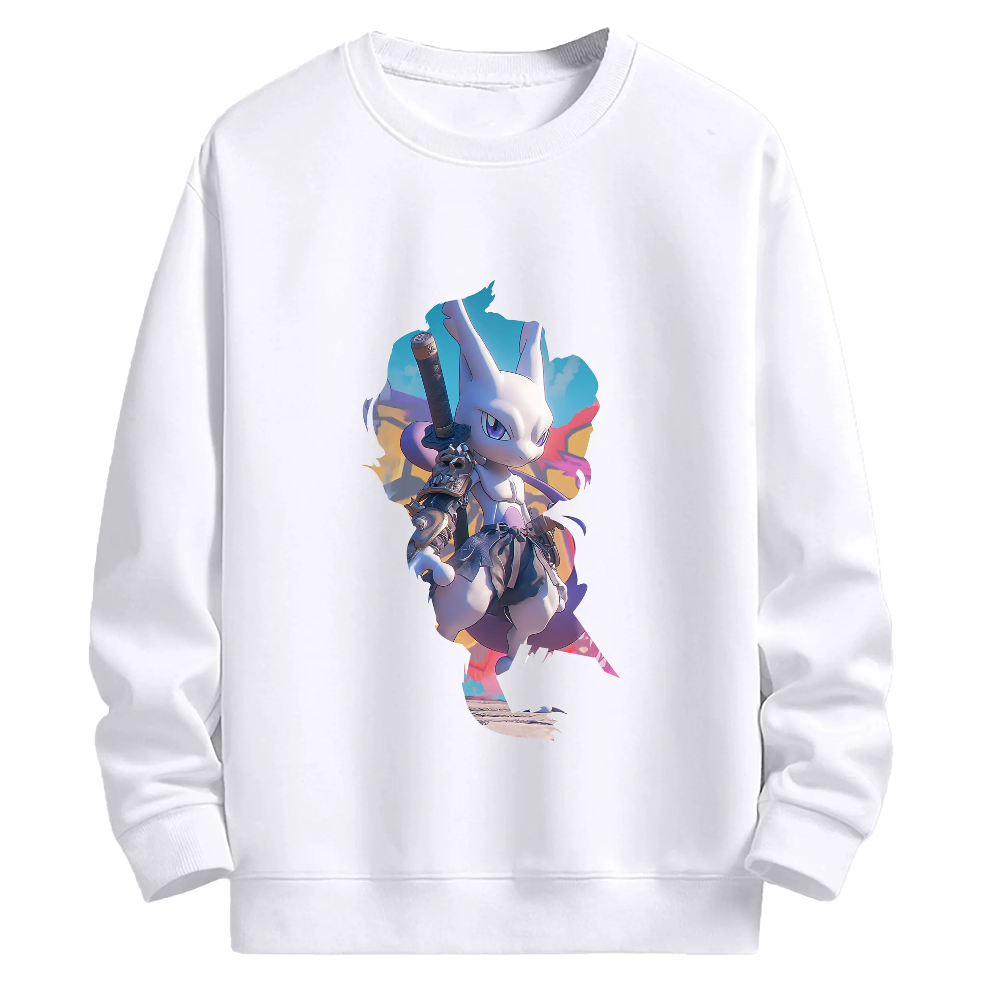 ポケモン グッズ,ミュウツー - 高品質 クルーネック スウェット ・ コットン59％ ポリエステル41％ ・ ユニセックス 長袖 トレーナー ・ カジュアル デイリー スポーツ 散歩用