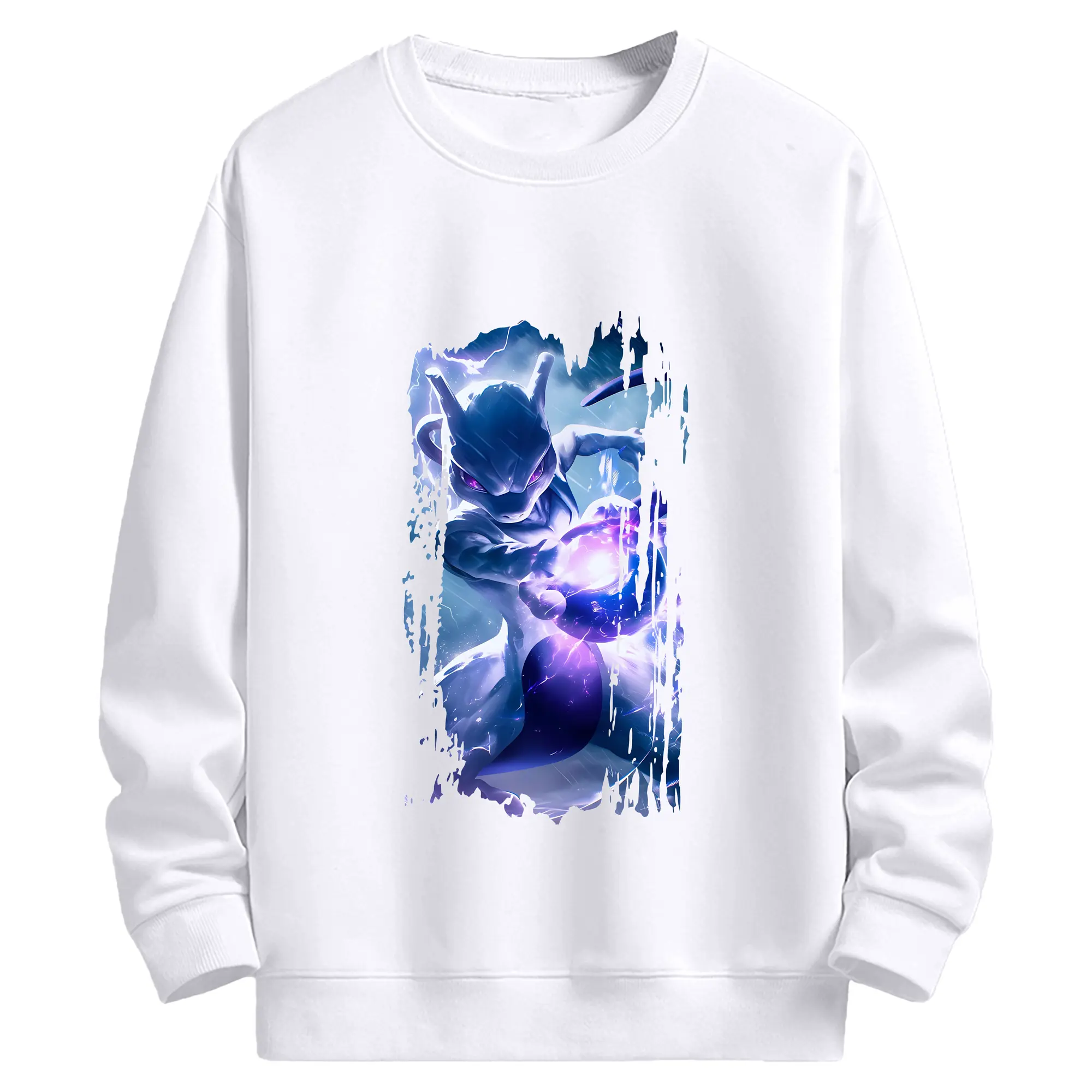 ポケモン グッズ,ミュウツー - 高品質 クルーネック スウェット ・ コットン59％ ポリエステル41％ ・ ユニセックス 長袖 トレーナー ・ カジュアル デイリー スポーツ 散歩用