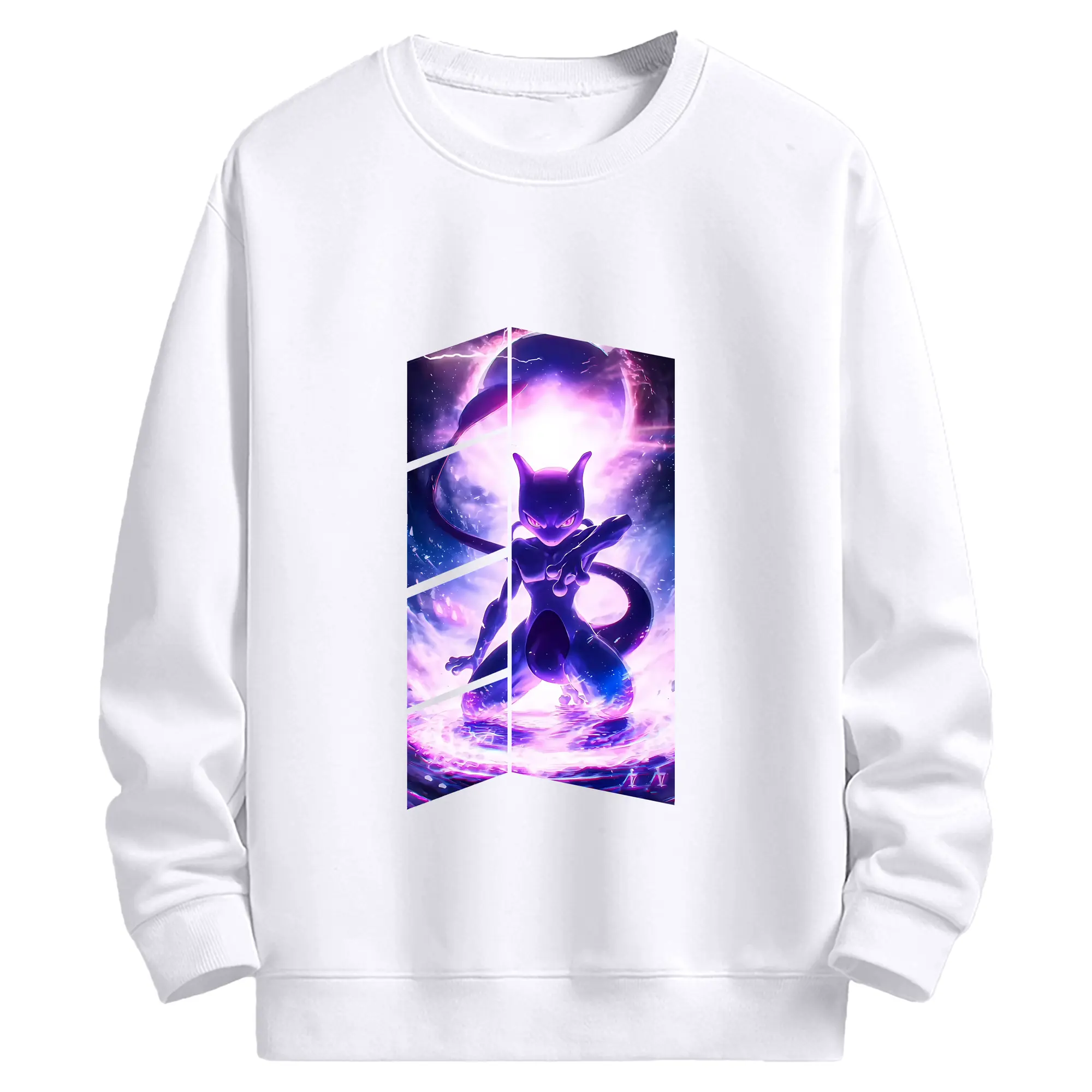 ポケモン グッズ,ミュウツー - 高品質 クルーネック スウェット ・ コットン59％ ポリエステル41％ ・ ユニセックス 長袖 トレーナー ・ カジュアル デイリー スポーツ 散歩用