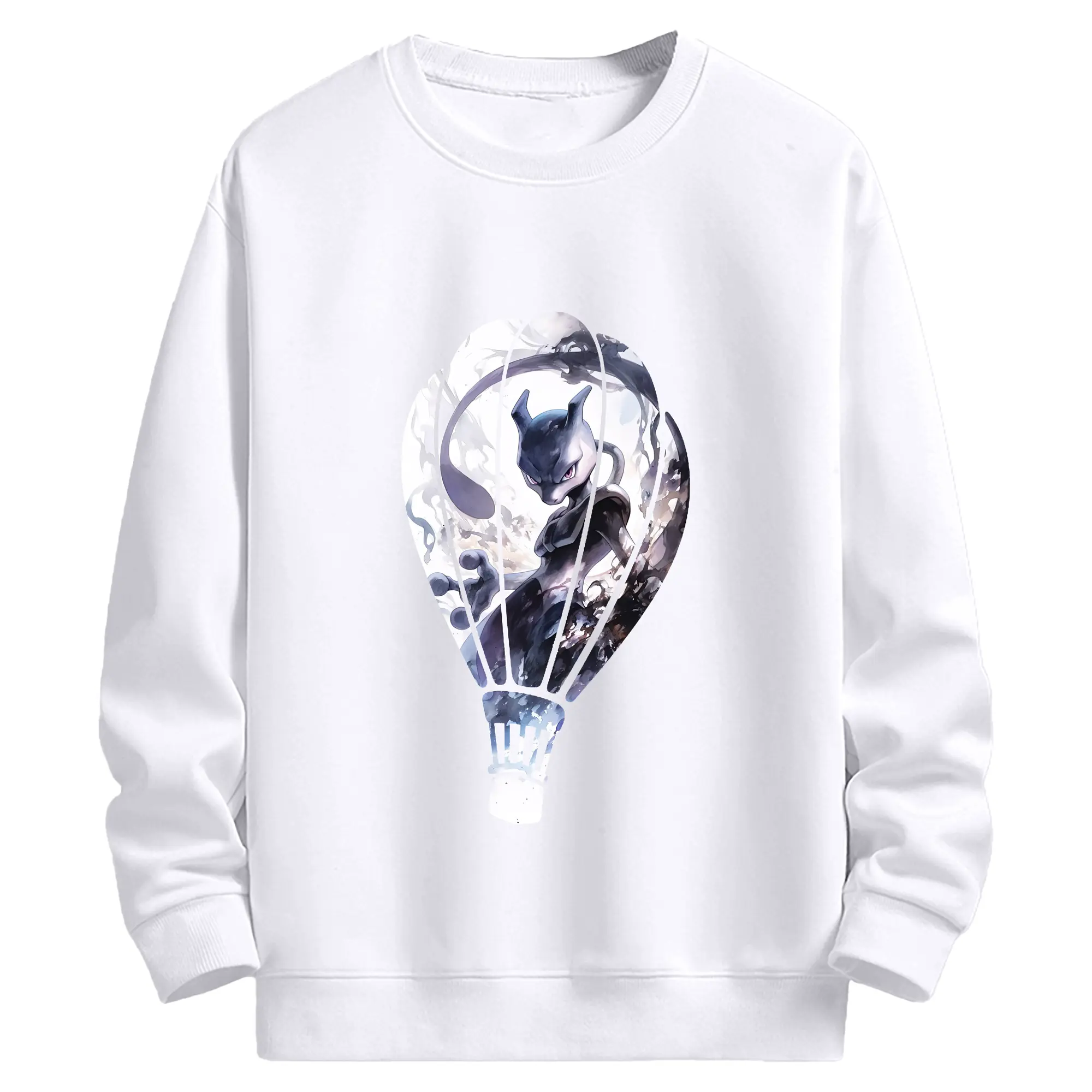 ポケモン グッズ,ミュウツー - 高品質 クルーネック スウェット ・ コットン59％ ポリエステル41％ ・ ユニセックス 長袖 トレーナー ・ カジュアル デイリー スポーツ 散歩用