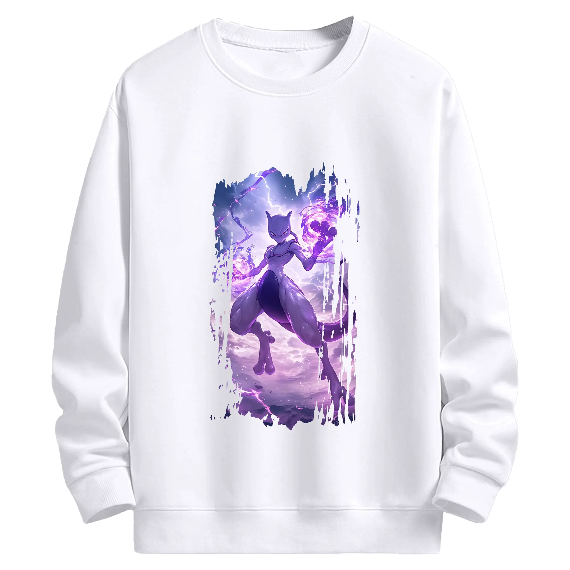 ポケモン グッズ,ミュウツー - 高品質 クルーネック スウェット ・ コットン59％ ポリエステル41％ ・ ユニセックス 長袖 トレーナー ・ カジュアル デイリー スポーツ 散歩用