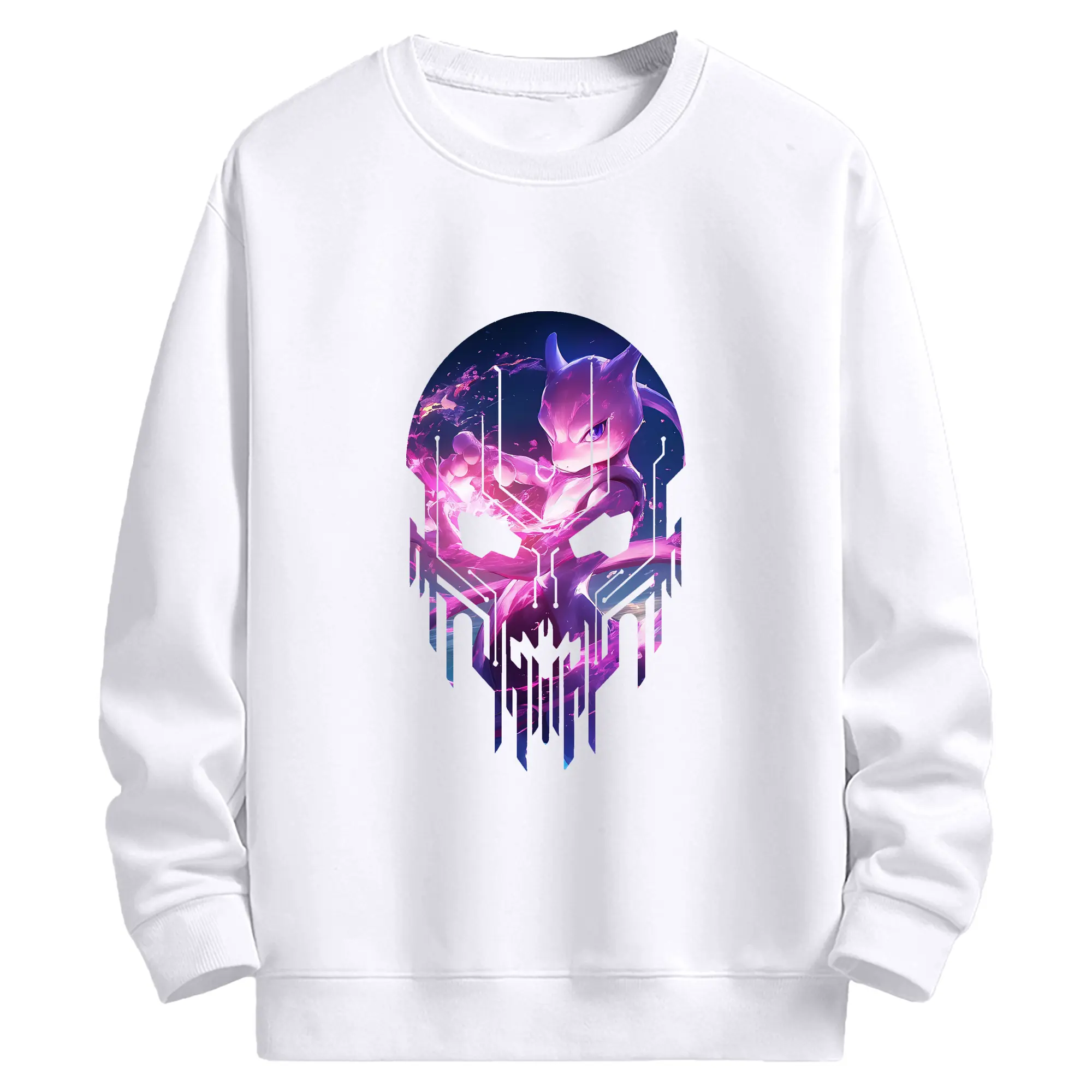 ポケモン グッズ,ミュウツー - 高品質 クルーネック スウェット ・ コットン59％ ポリエステル41％ ・ ユニセックス 長袖 トレーナー ・ カジュアル デイリー スポーツ 散歩用