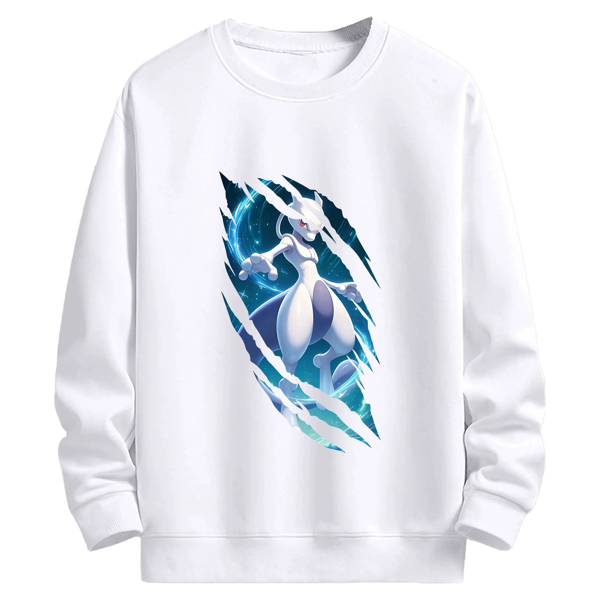 ポケモン グッズ,ミュウツー - 高品質 クルーネック スウェット ・ コットン59％ ポリエステル41％ ・ ユニセックス 長袖 トレーナー ・ カジュアル デイリー スポーツ 散歩用