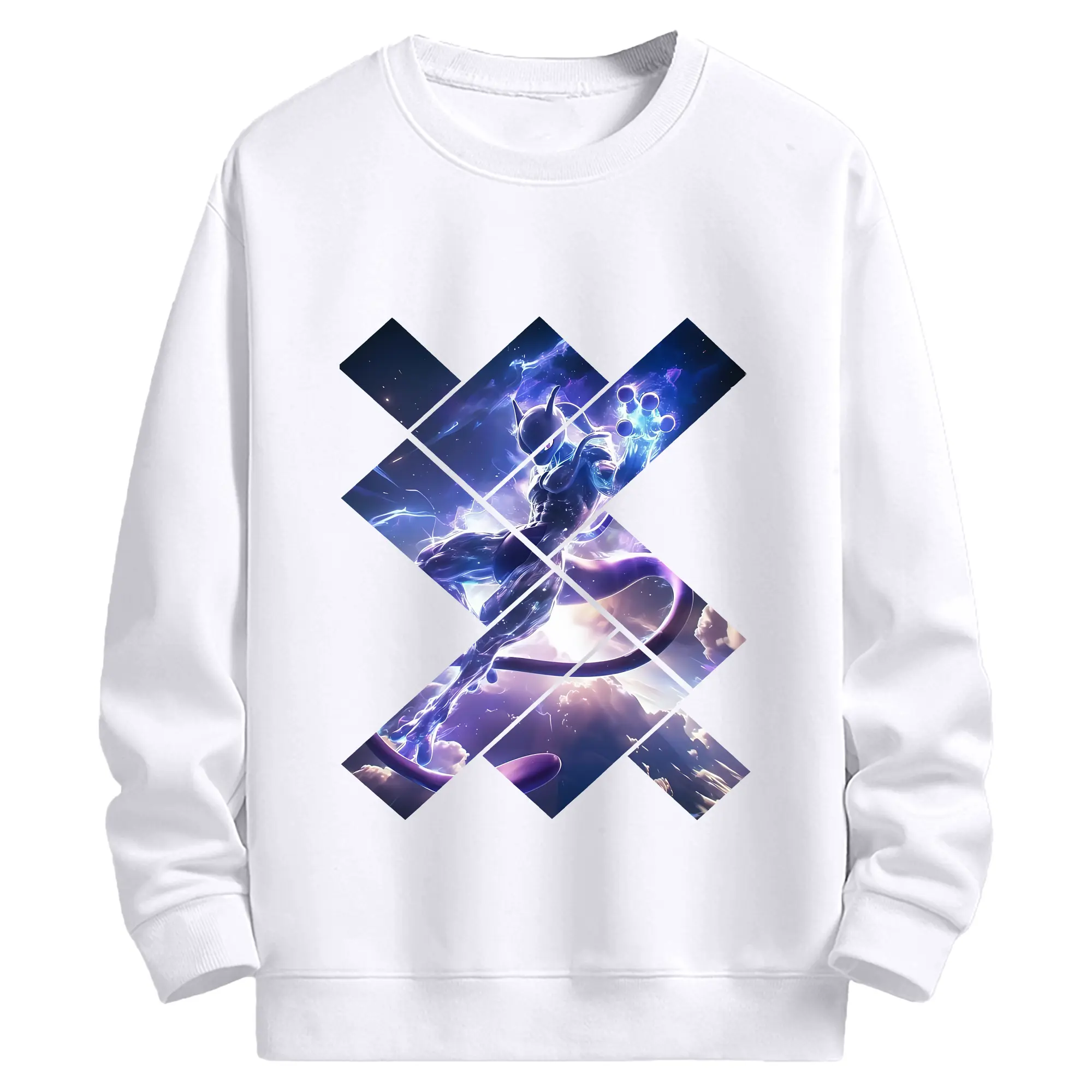 ポケモン グッズ,ミュウツー - 高品質 クルーネック スウェット ・ コットン59％ ポリエステル41％ ・ ユニセックス 長袖 トレーナー ・ カジュアル デイリー スポーツ 散歩用