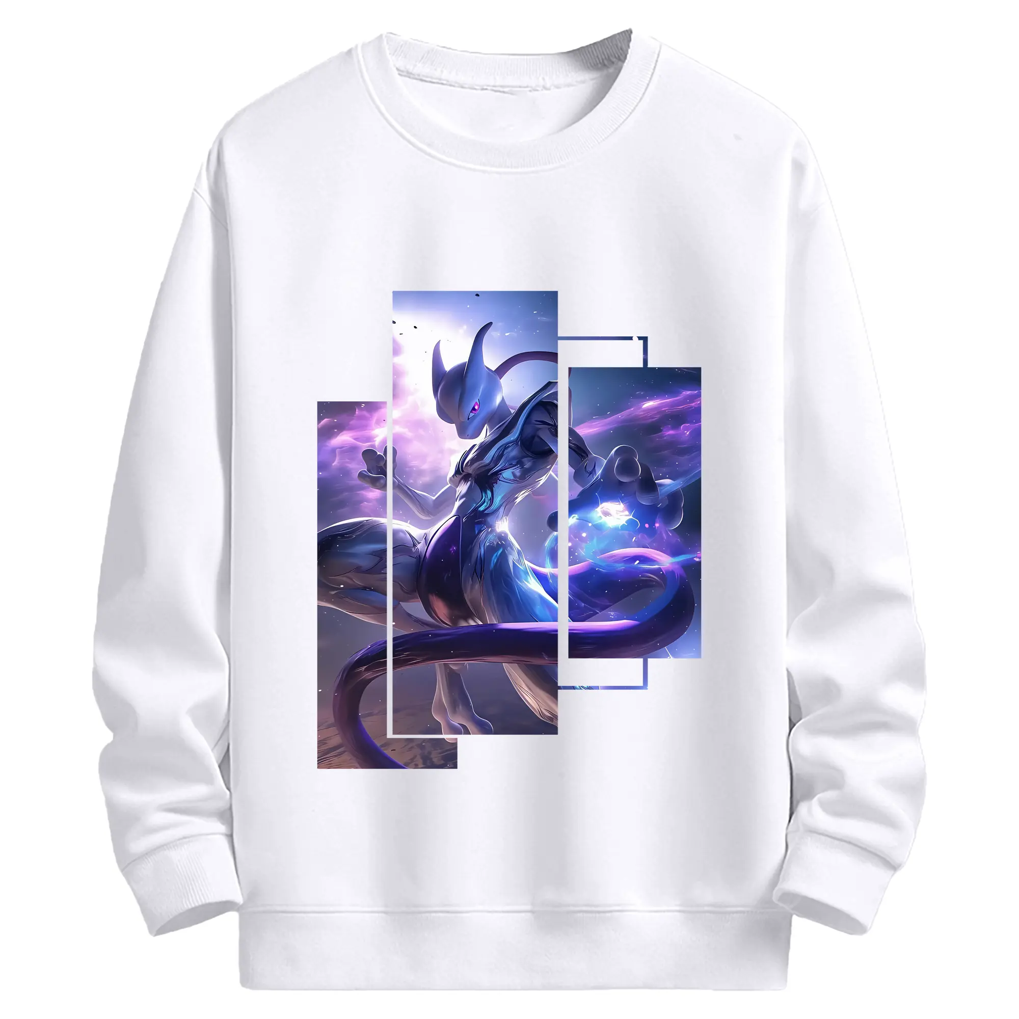 ポケモン グッズ,ミュウツー - 高品質 クルーネック スウェット ・ コットン59％ ポリエステル41％ ・ ユニセックス 長袖 トレーナー ・ カジュアル デイリー スポーツ 散歩用