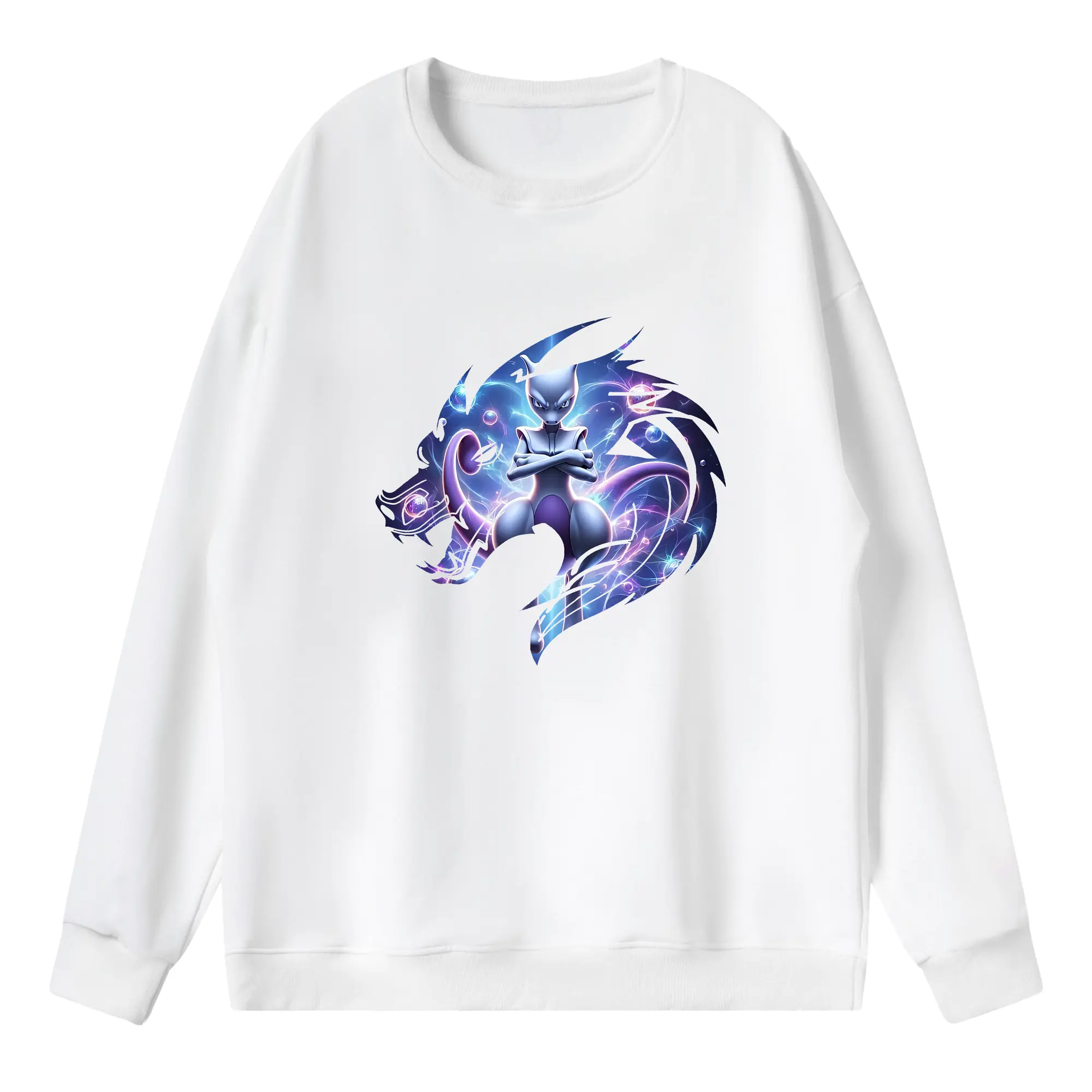 ポケモン グッズ,ミュウツー - 薄手 クルーネック スウェット 裏毛260g · ポリエステル 春秋向け カジュアル 男女兼用 · トレーナー デイリー スポーツ 散歩に最適