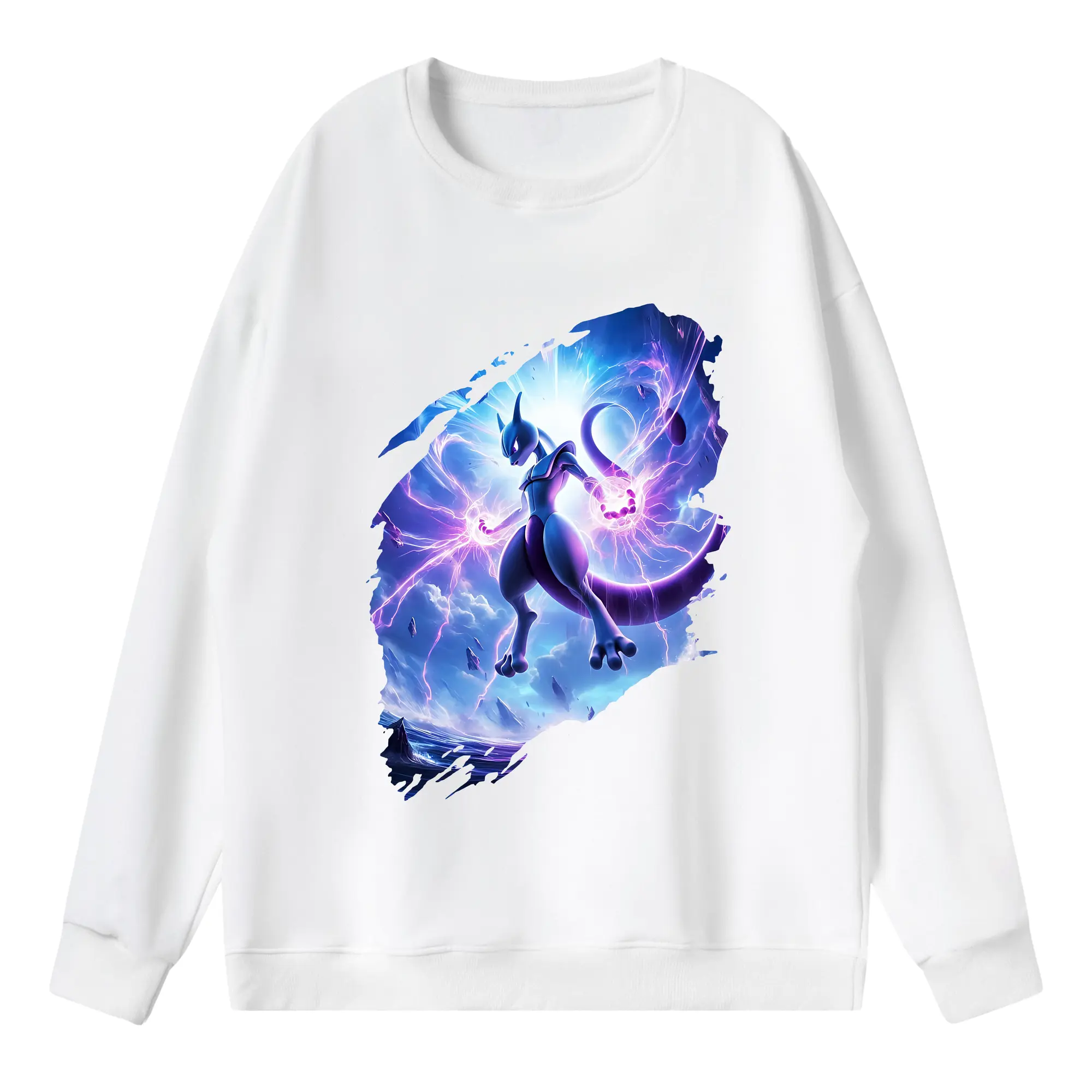 ポケモン グッズ,ミュウツー - 薄手 クルーネック スウェット 裏毛260g · ポリエステル 春秋向け カジュアル 男女兼用 · トレーナー デイリー スポーツ 散歩に最適