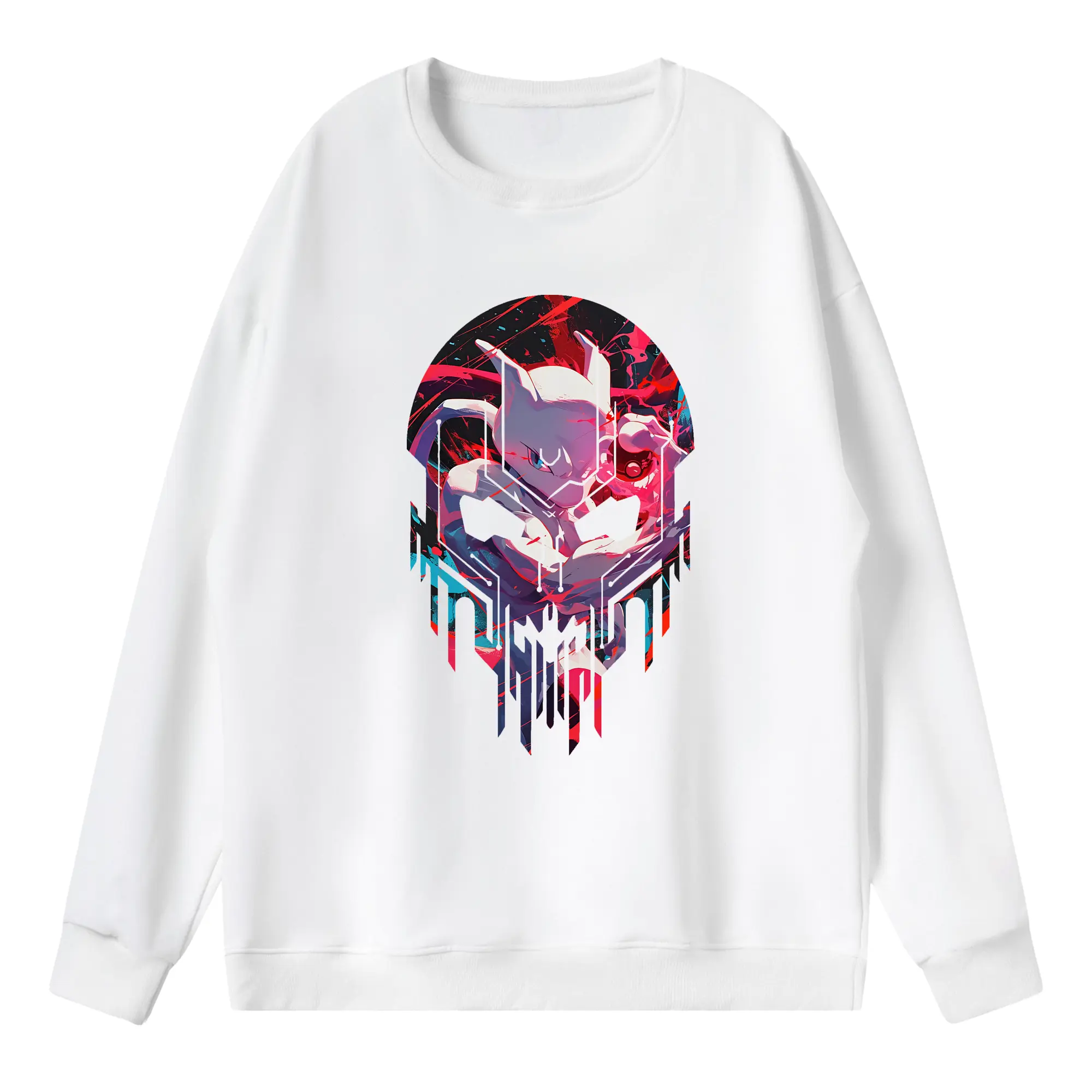 ポケモン グッズ,ミュウツー - 薄手 クルーネック スウェット 裏毛260g · ポリエステル 春秋向け カジュアル 男女兼用 · トレーナー デイリー スポーツ 散歩に最適