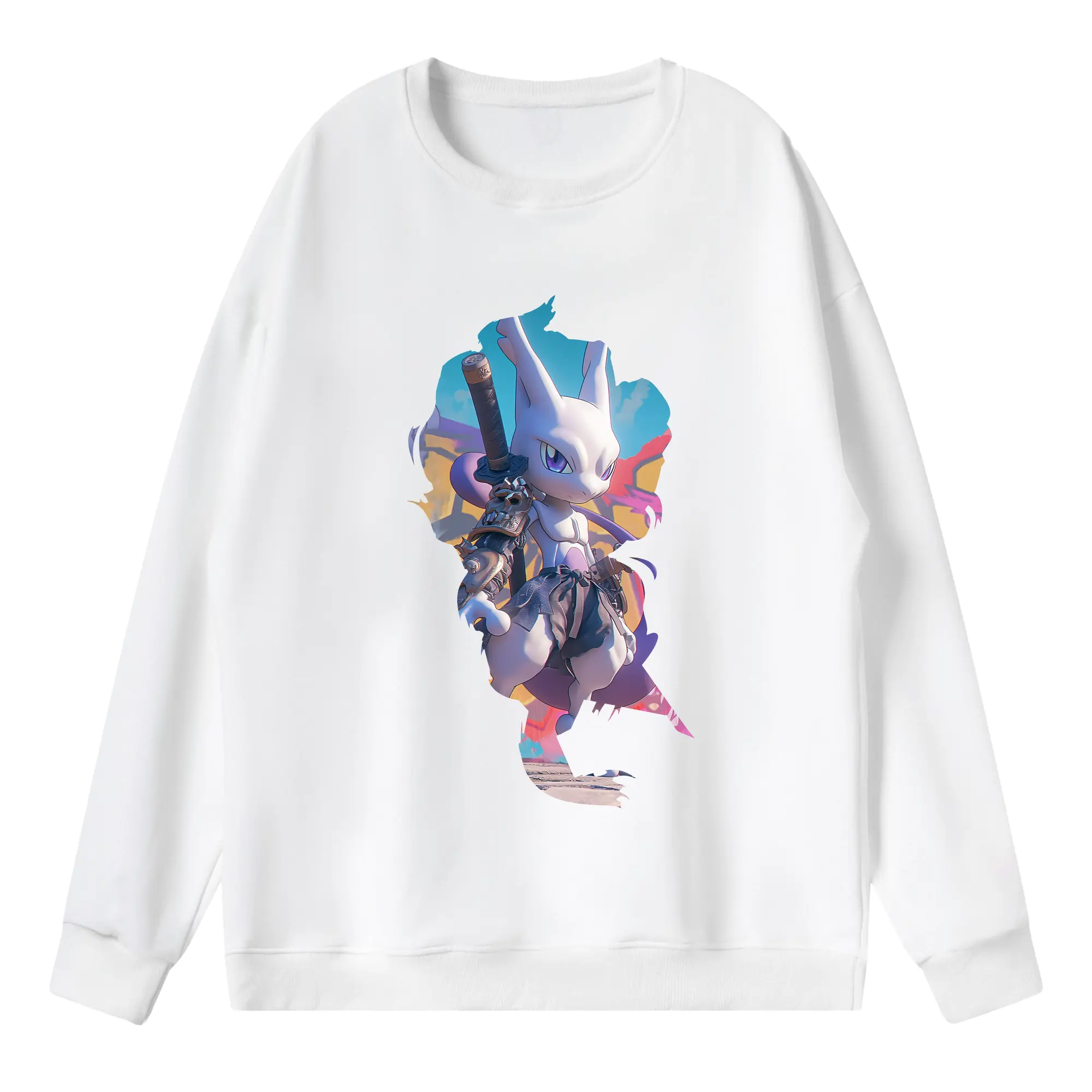 ポケモン グッズ,ミュウツー - 薄手 クルーネック スウェット 裏毛260g · ポリエステル 春秋向け カジュアル 男女兼用 · トレーナー デイリー スポーツ 散歩に最適