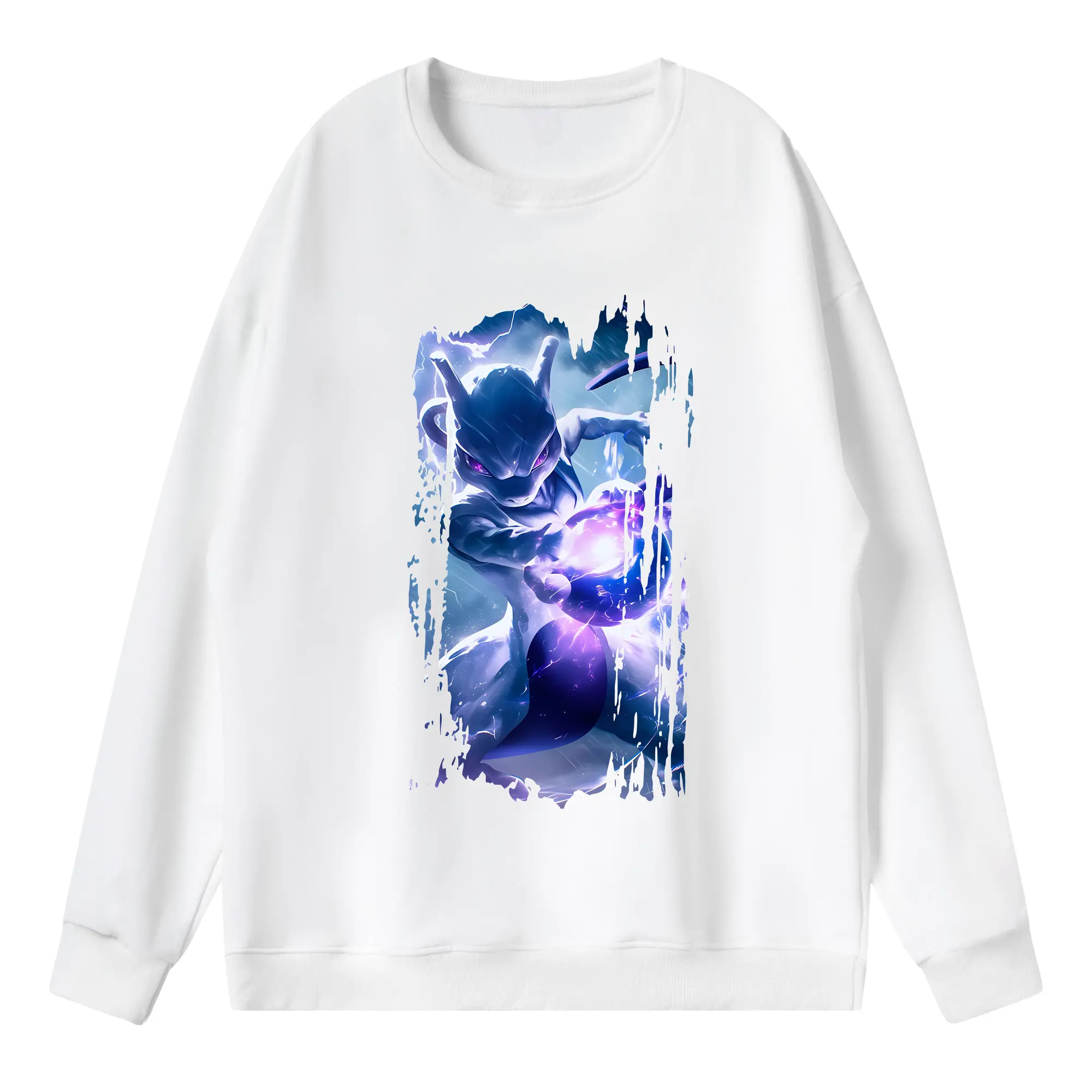 ポケモン グッズ,ミュウツー - 薄手 クルーネック スウェット 裏毛260g · ポリエステル 春秋向け カジュアル 男女兼用 · トレーナー デイリー スポーツ 散歩に最適