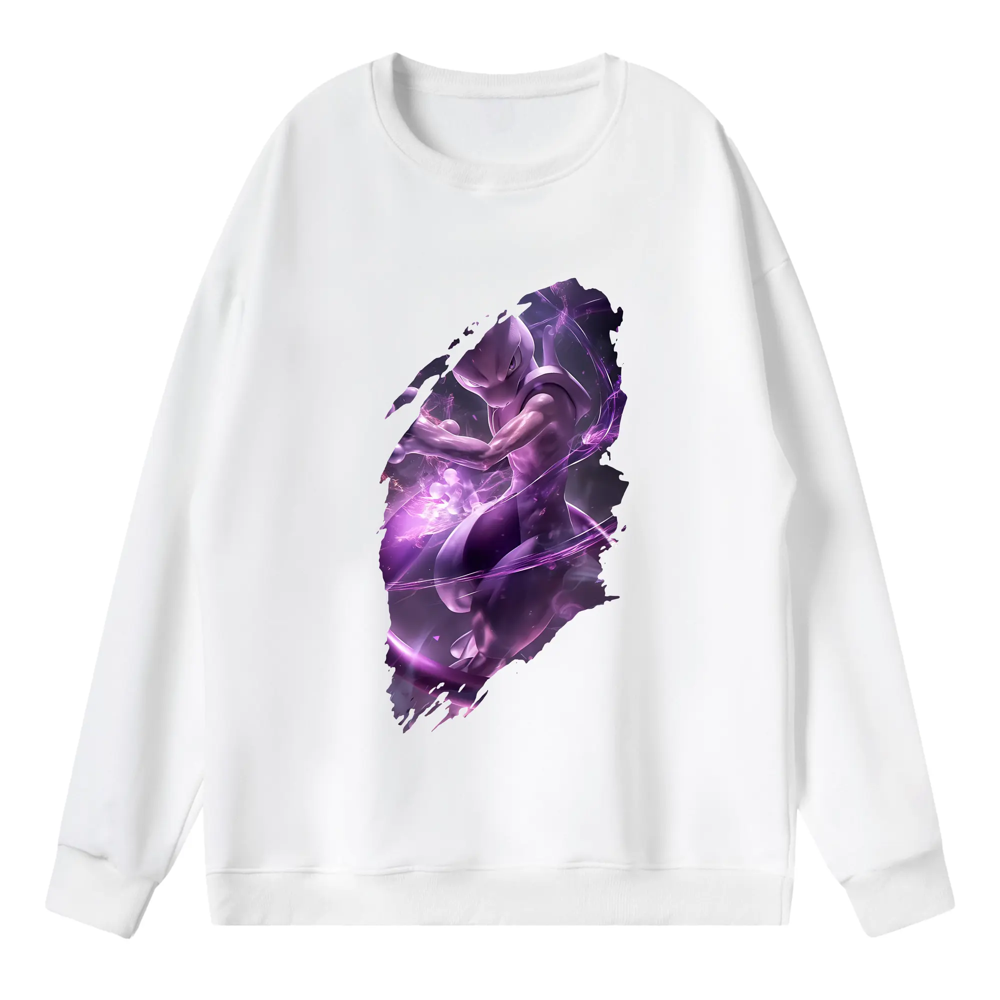 ポケモン グッズ,ミュウツー - 薄手 クルーネック スウェット 裏毛260g · ポリエステル 春秋向け カジュアル 男女兼用 · トレーナー デイリー スポーツ 散歩に最適