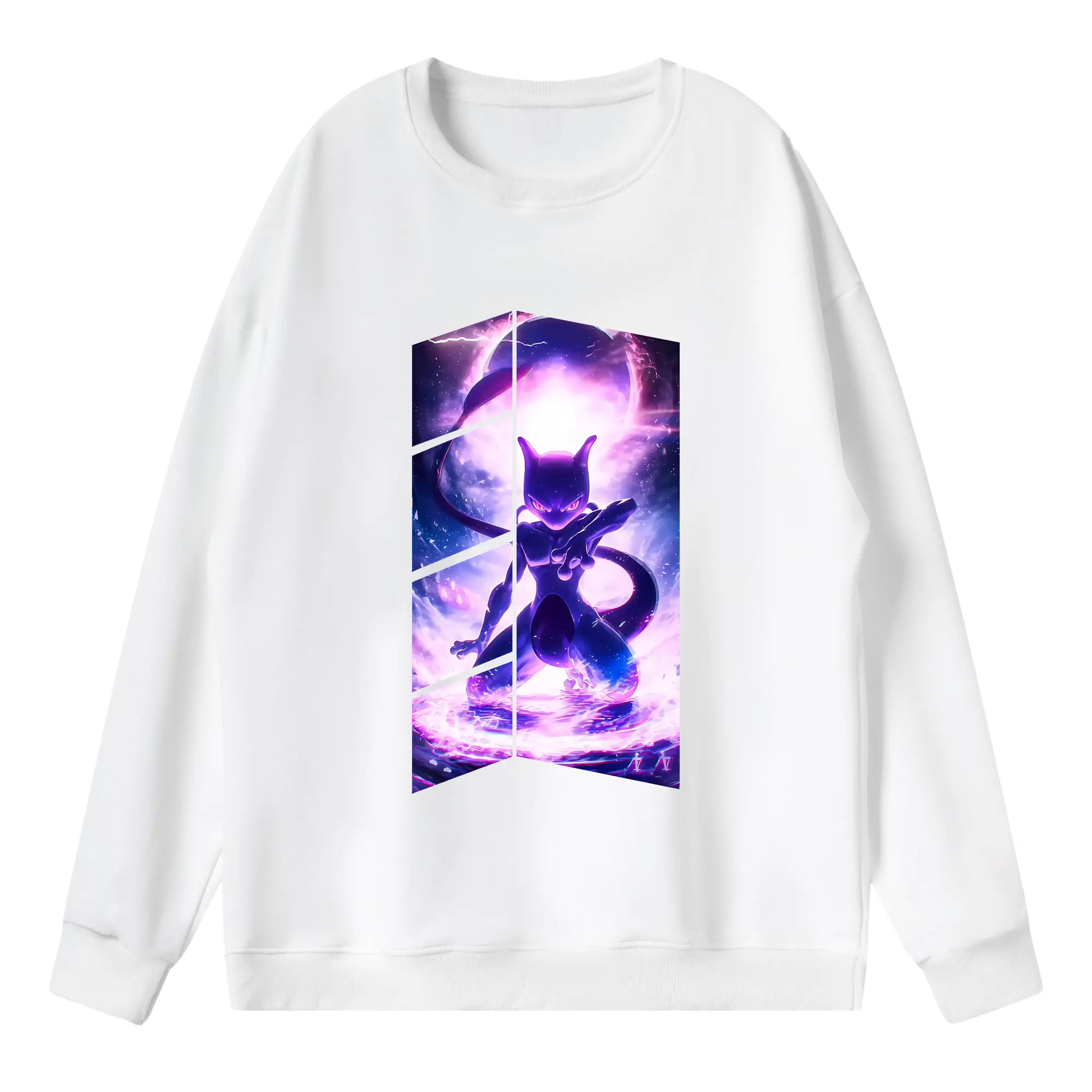 ポケモン グッズ,ミュウツー - 薄手 クルーネック スウェット 裏毛260g · ポリエステル 春秋向け カジュアル 男女兼用 · トレーナー デイリー スポーツ 散歩に最適