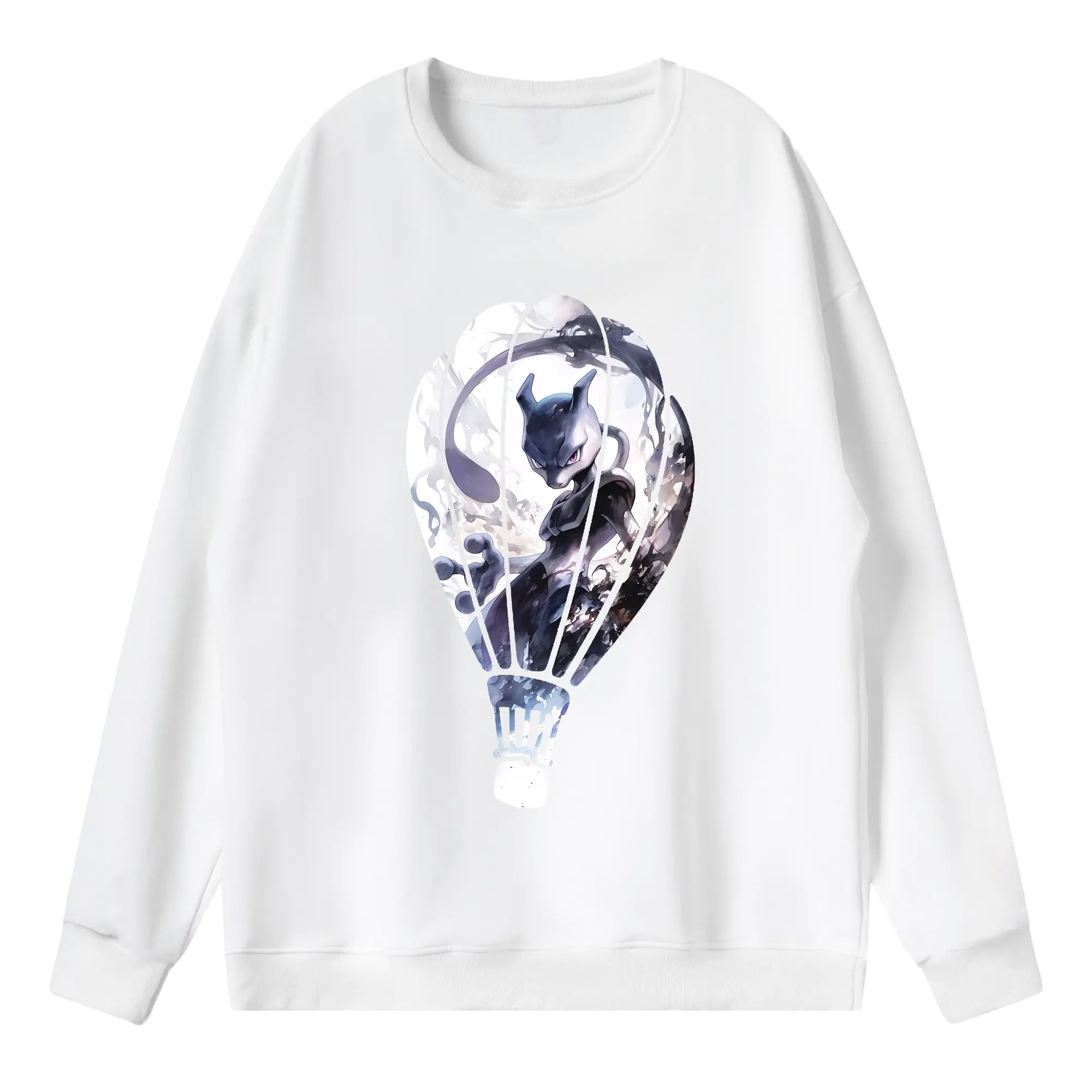 ポケモン グッズ,ミュウツー - 薄手 クルーネック スウェット 裏毛260g · ポリエステル 春秋向け カジュアル 男女兼用 · トレーナー デイリー スポーツ 散歩に最適