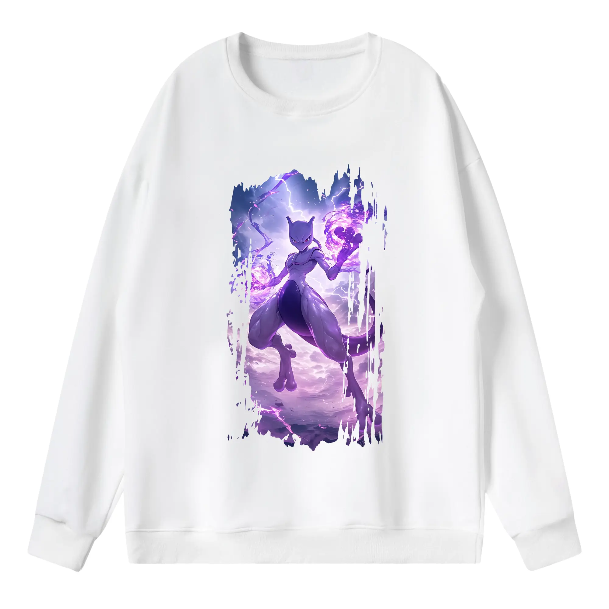 ポケモン グッズ,ミュウツー - 薄手 クルーネック スウェット 裏毛260g · ポリエステル 春秋向け カジュアル 男女兼用 · トレーナー デイリー スポーツ 散歩に最適