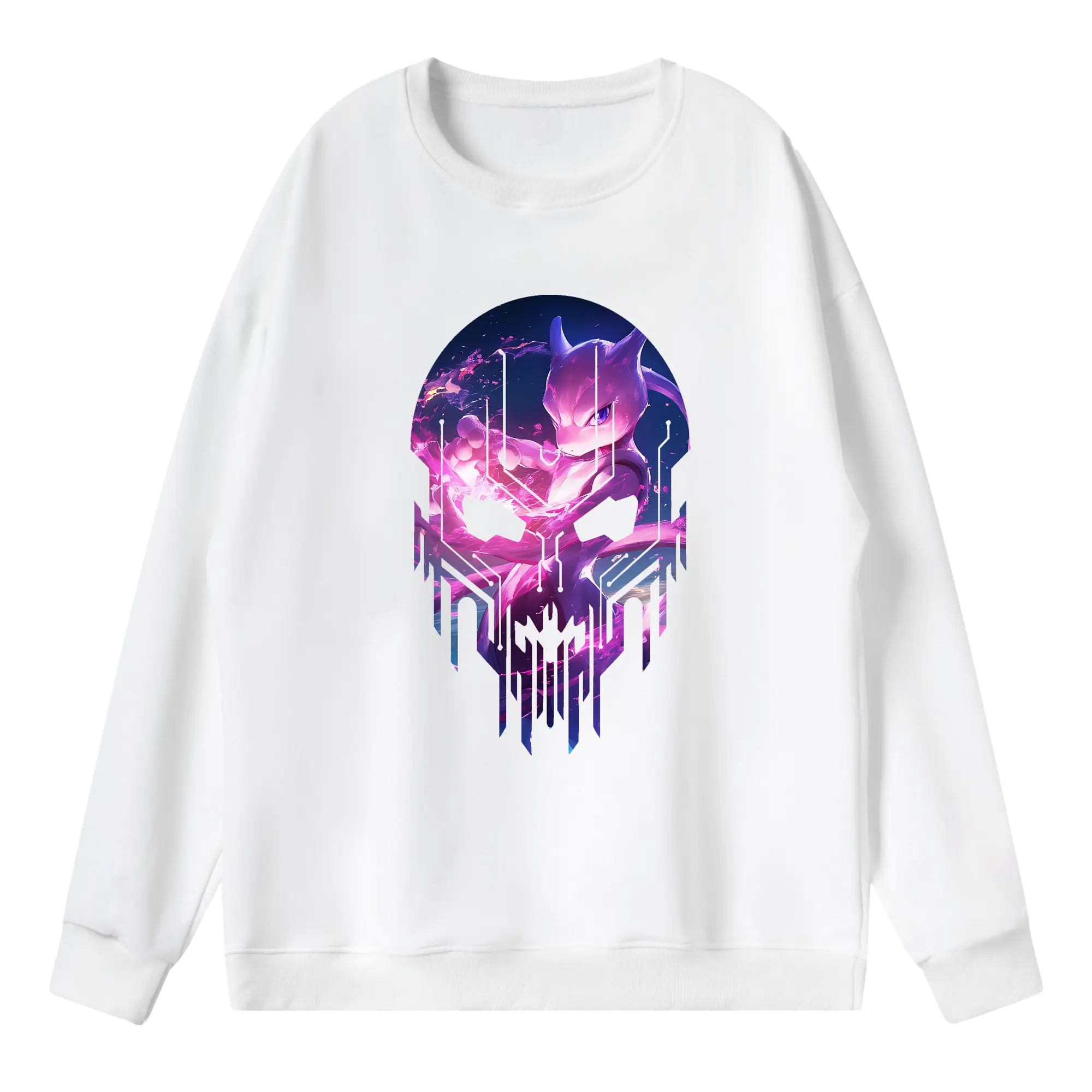 ポケモン グッズ,ミュウツー - 薄手 クルーネック スウェット 裏毛260g · ポリエステル 春秋向け カジュアル 男女兼用 · トレーナー デイリー スポーツ 散歩に最適