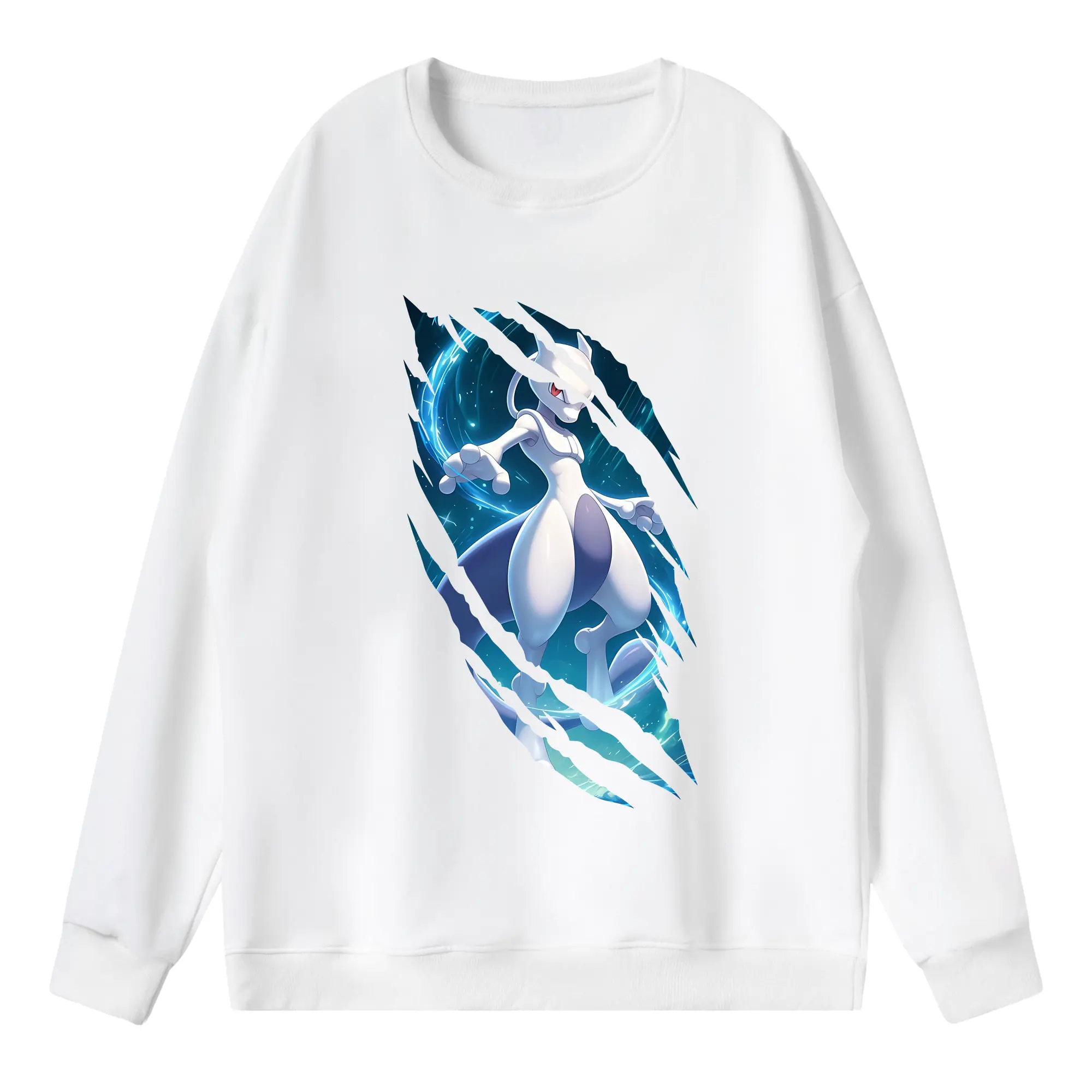 ポケモン グッズ,ミュウツー - 薄手 クルーネック スウェット 裏毛260g · ポリエステル 春秋向け カジュアル 男女兼用 · トレーナー デイリー スポーツ 散歩に最適