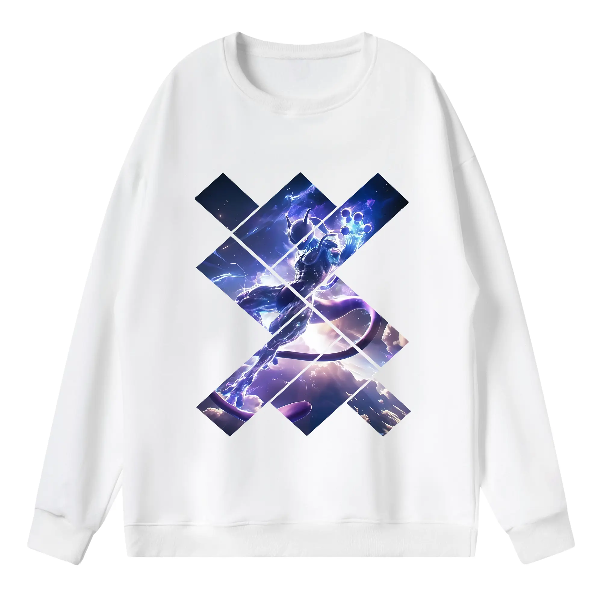 ポケモン グッズ,ミュウツー - 薄手 クルーネック スウェット 裏毛260g · ポリエステル 春秋向け カジュアル 男女兼用 · トレーナー デイリー スポーツ 散歩に最適