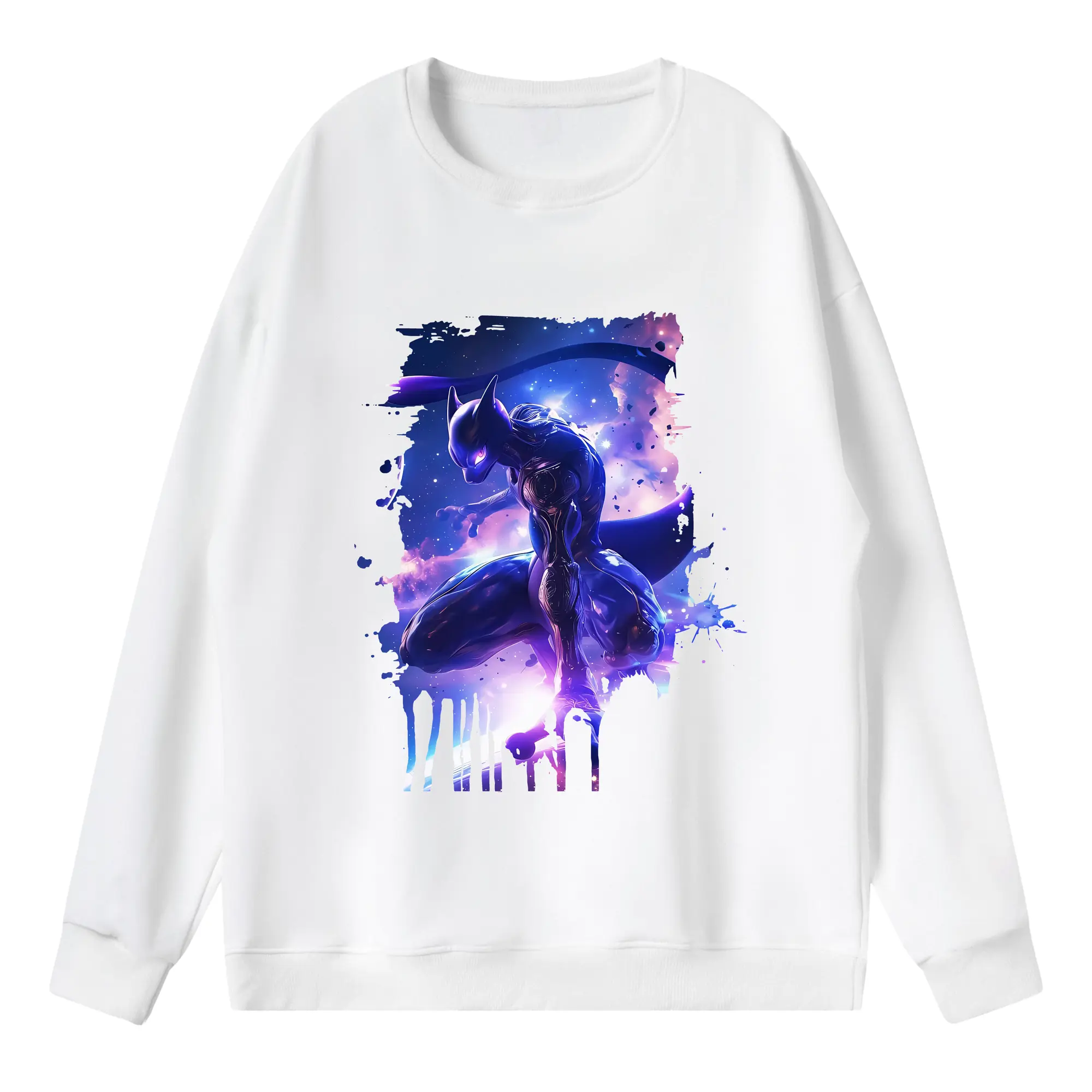 ポケモン グッズ,ミュウツー - 薄手 クルーネック スウェット 裏毛260g · ポリエステル 春秋向け カジュアル 男女兼用 · トレーナー デイリー スポーツ 散歩に最適