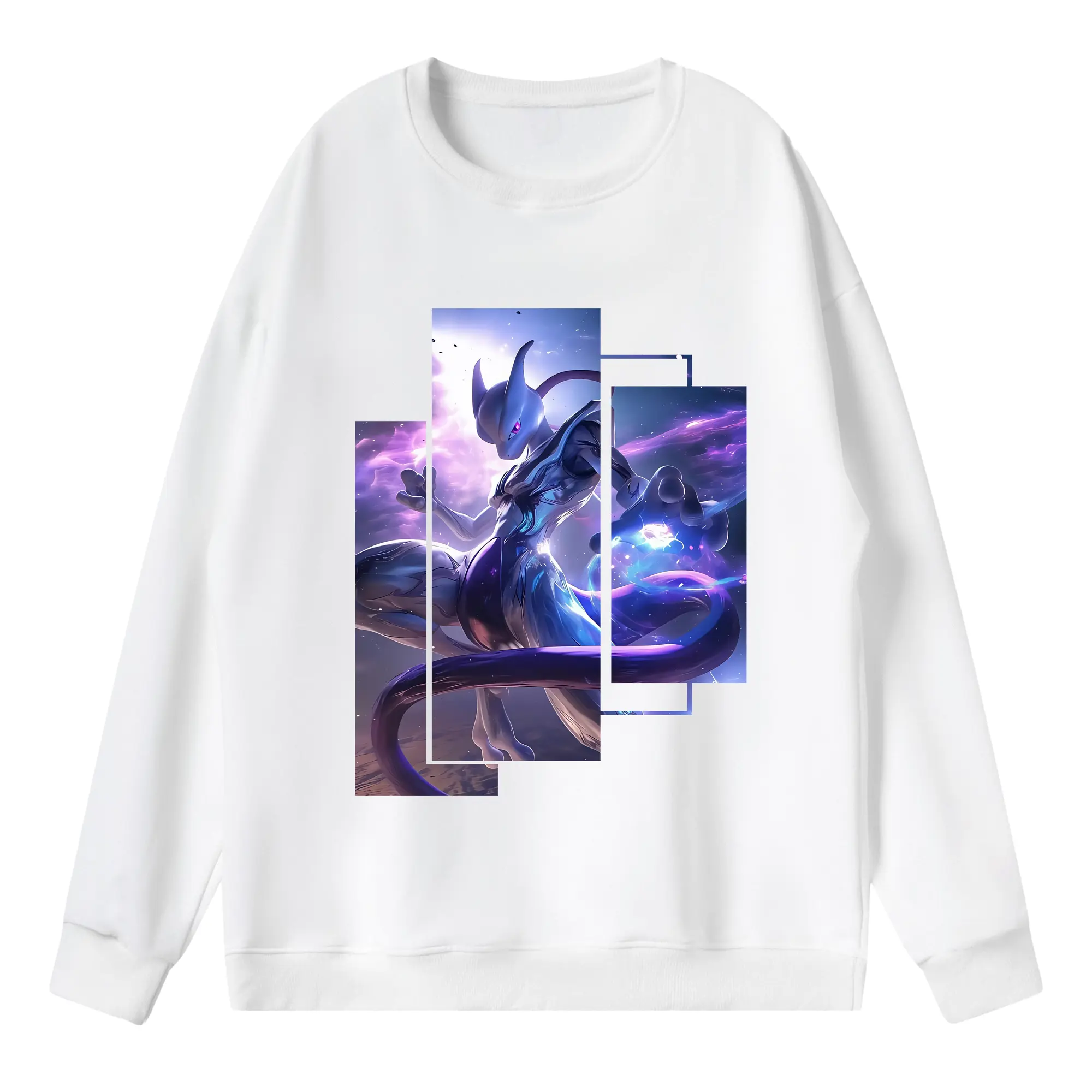 ポケモン グッズ,ミュウツー - 薄手 クルーネック スウェット 裏毛260g · ポリエステル 春秋向け カジュアル 男女兼用 · トレーナー デイリー スポーツ 散歩に最適