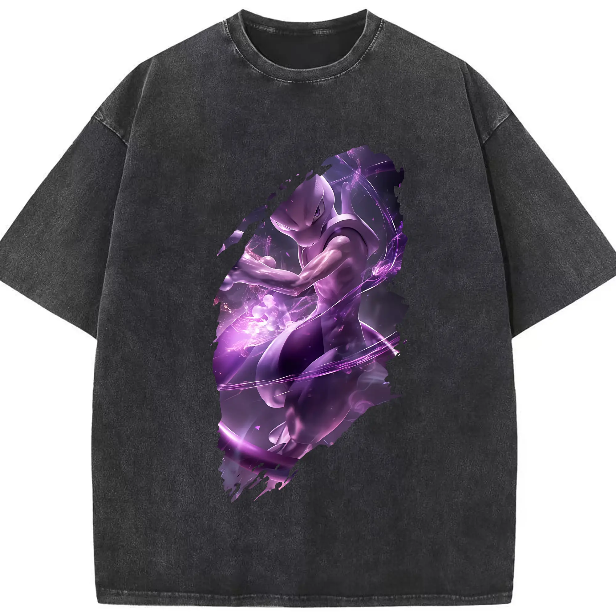 ポケモン グッズ,ミュウツー - 綿100％ ヴィンテージ風 半袖Tシャツ ・ フロントプリント ・ 柔らか肌触り ・ 通気性 快適 ・ スポーツ カジュアル 外出用