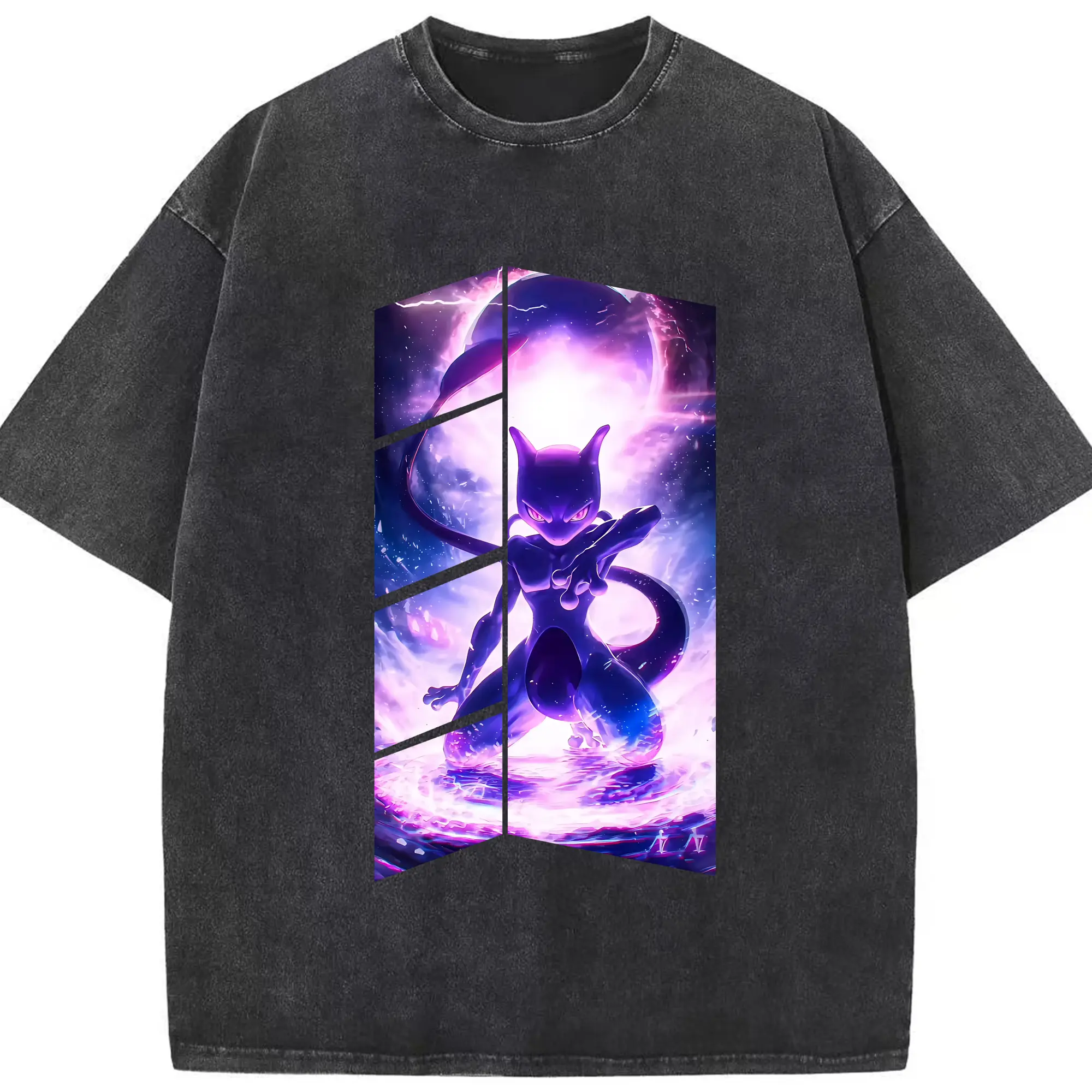 ポケモン グッズ,ミュウツー - 綿100％ ヴィンテージ風 半袖Tシャツ ・ フロントプリント ・ 柔らか肌触り ・ 通気性 快適 ・ スポーツ カジュアル 外出用