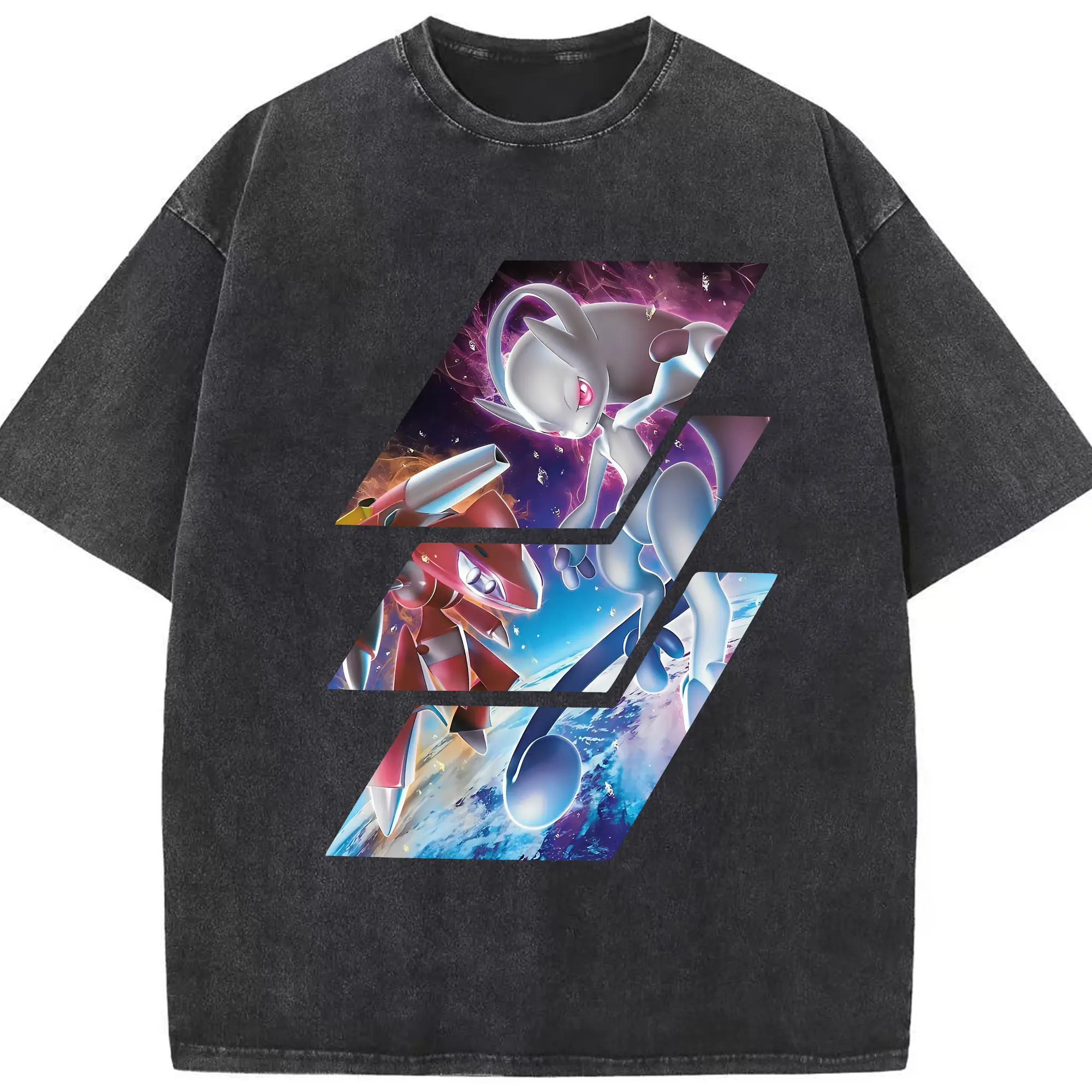 ポケモン グッズ,ミュウツー - 綿100％ ヴィンテージ風 半袖Tシャツ ・ フロントプリント ・ 柔らか肌触り ・ 通気性 快適 ・ スポーツ カジュアル 外出用