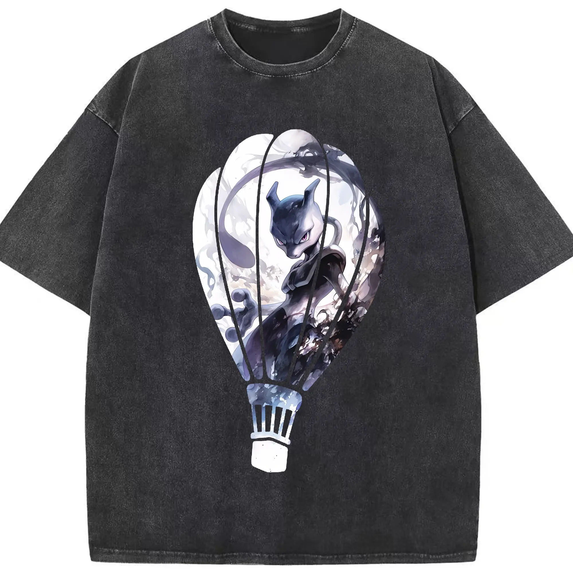 ポケモン グッズ,ミュウツー - 綿100％ ヴィンテージ風 半袖Tシャツ ・ フロントプリント ・ 柔らか肌触り ・ 通気性 快適 ・ スポーツ カジュアル 外出用