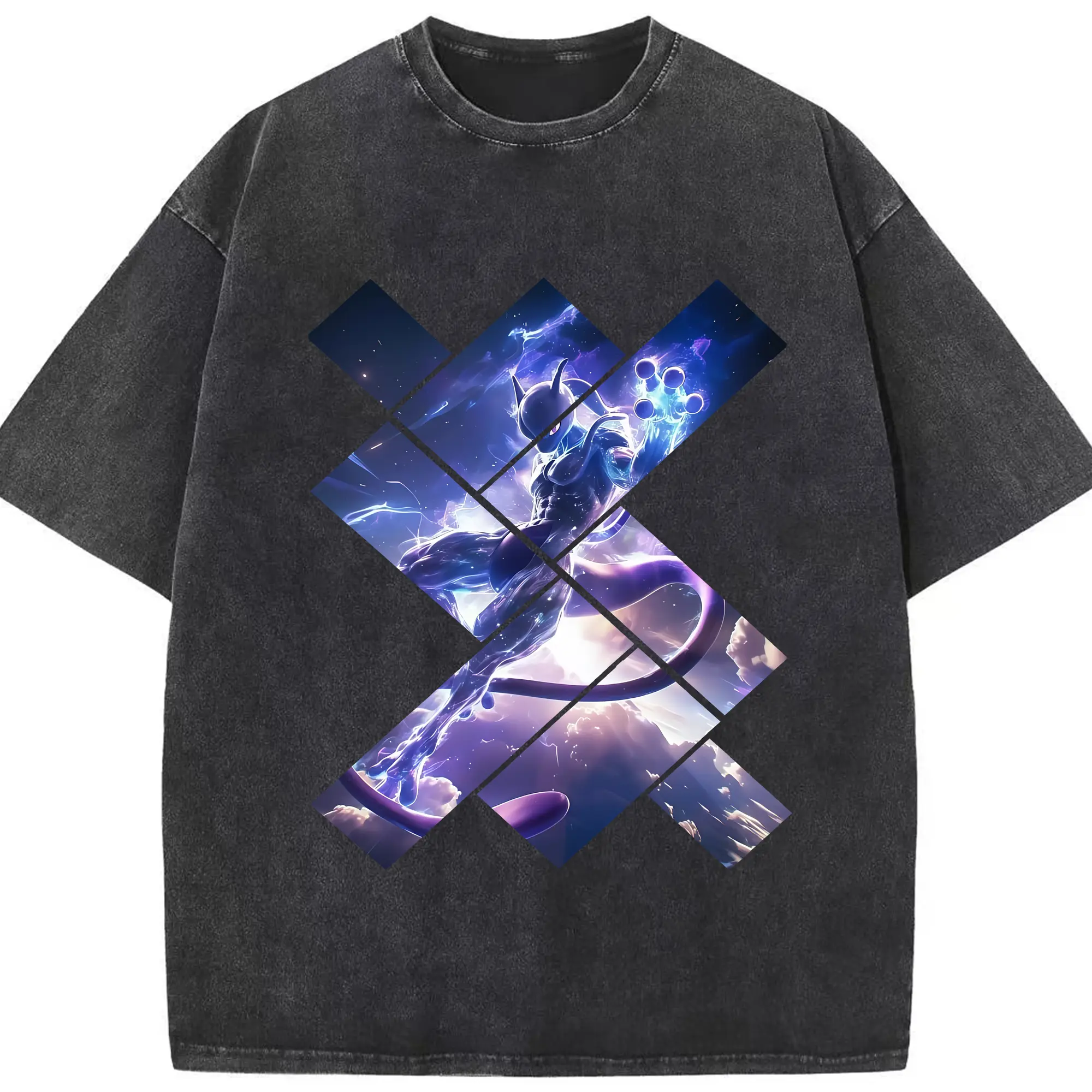 ポケモン グッズ,ミュウツー - 綿100％ ヴィンテージ風 半袖Tシャツ ・ フロントプリント ・ 柔らか肌触り ・ 通気性 快適 ・ スポーツ カジュアル 外出用