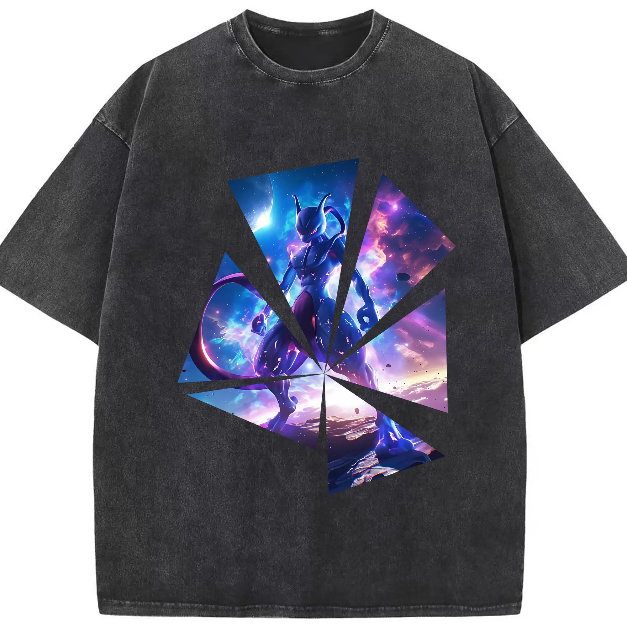 ポケモン グッズ,ミュウツー - 綿100％ ヴィンテージ風 半袖Tシャツ ・ フロントプリント ・ 柔らか肌触り ・ 通気性 快適 ・ スポーツ カジュアル 外出用