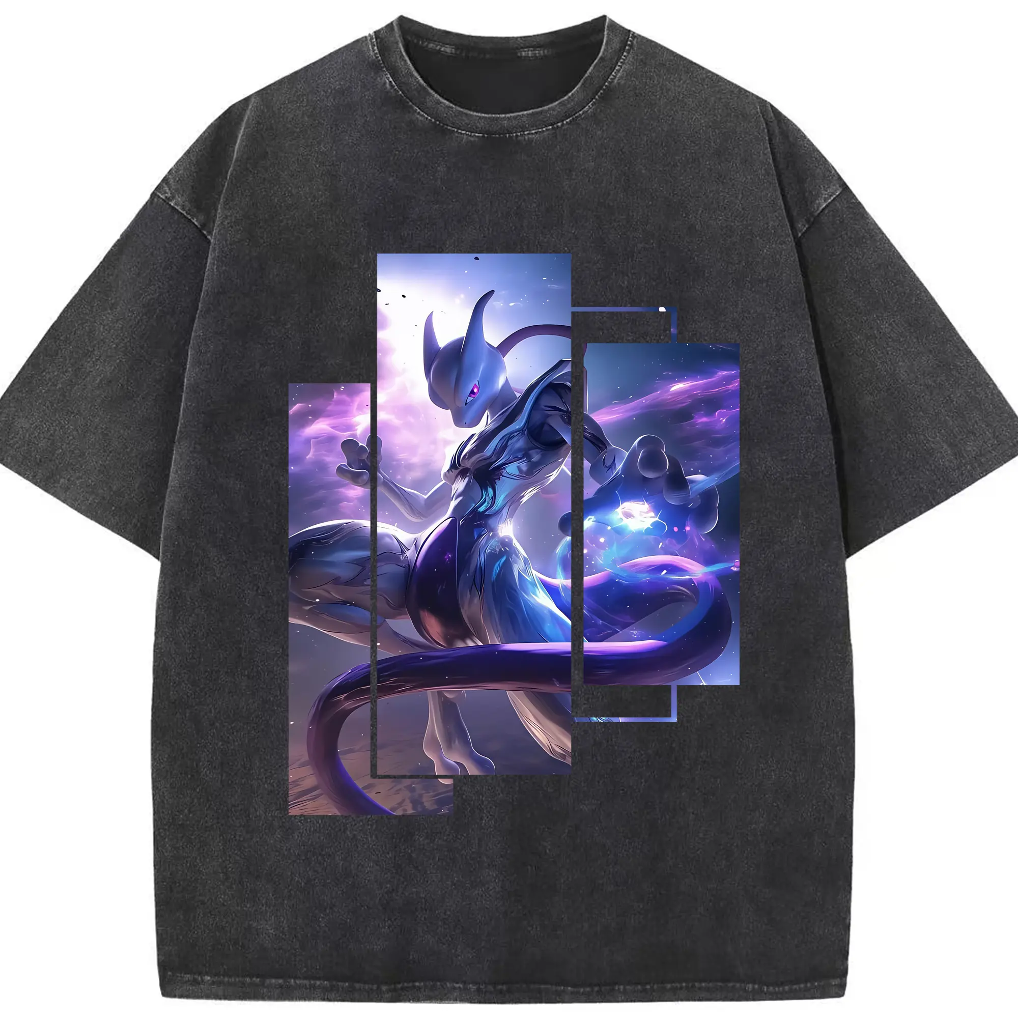 ポケモン グッズ,ミュウツー - 綿100％ ヴィンテージ風 半袖Tシャツ ・ フロントプリント ・ 柔らか肌触り ・ 通気性 快適 ・ スポーツ カジュアル 外出用