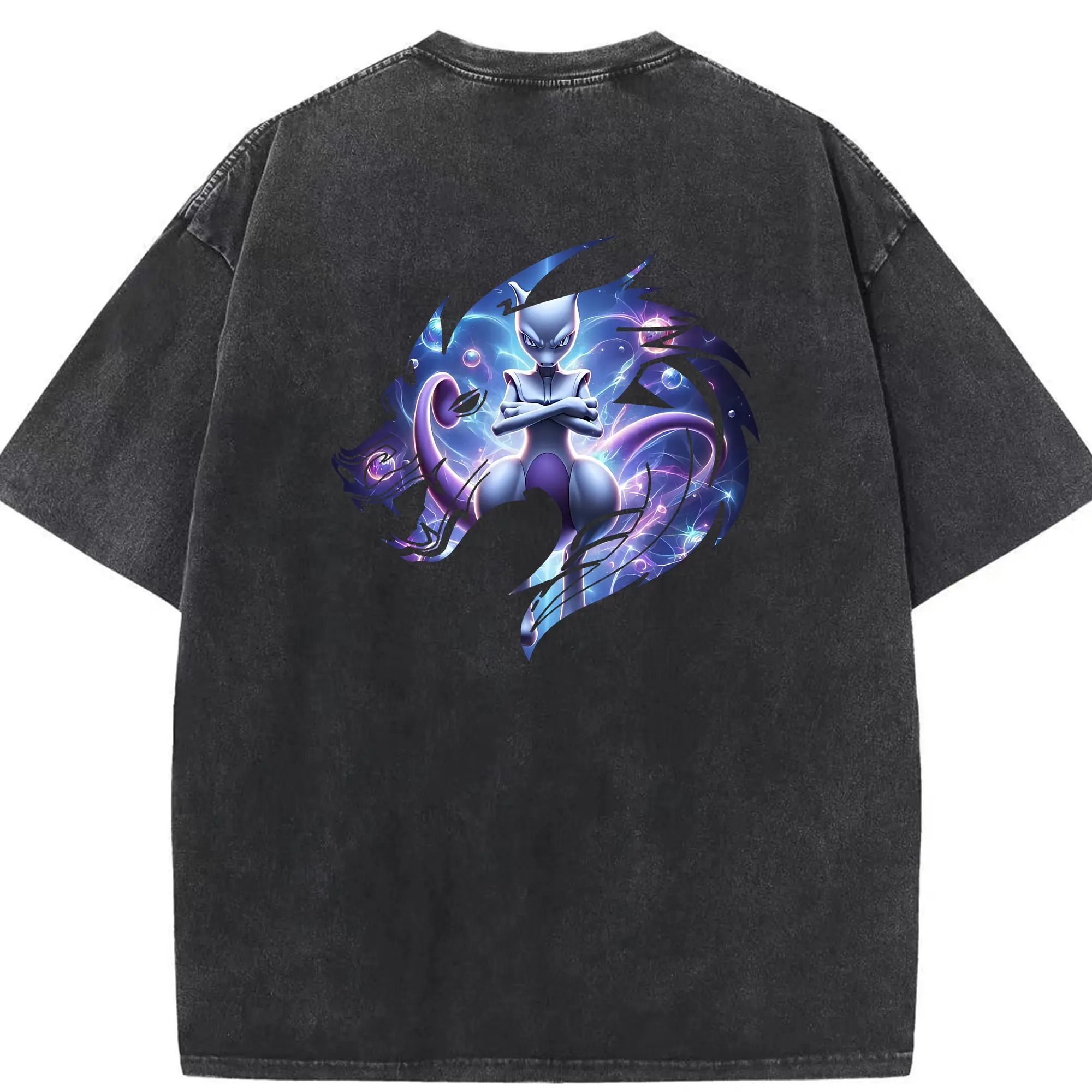 ポケモン グッズ,ミュウツー - 綿100％ ヴィンテージ風 半袖Tシャツ ・ 背面プリント ・ 柔らか肌触り ・ 通気性 快適 ・ スポーツ カジュアル 外出用