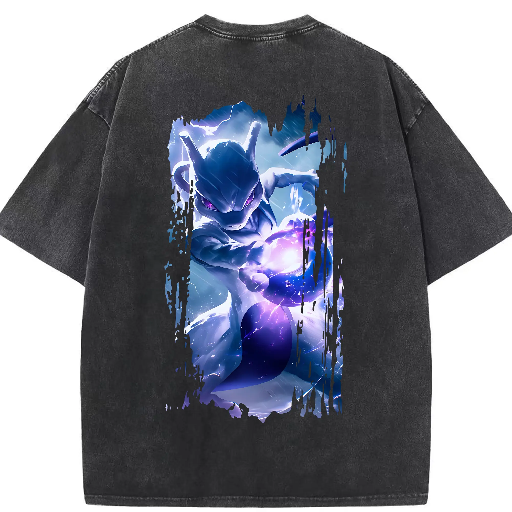 ポケモン グッズ,ミュウツー - 綿100％ ヴィンテージ風 半袖Tシャツ ・ 背面プリント ・ 柔らか肌触り ・ 通気性 快適 ・ スポーツ カジュアル 外出用