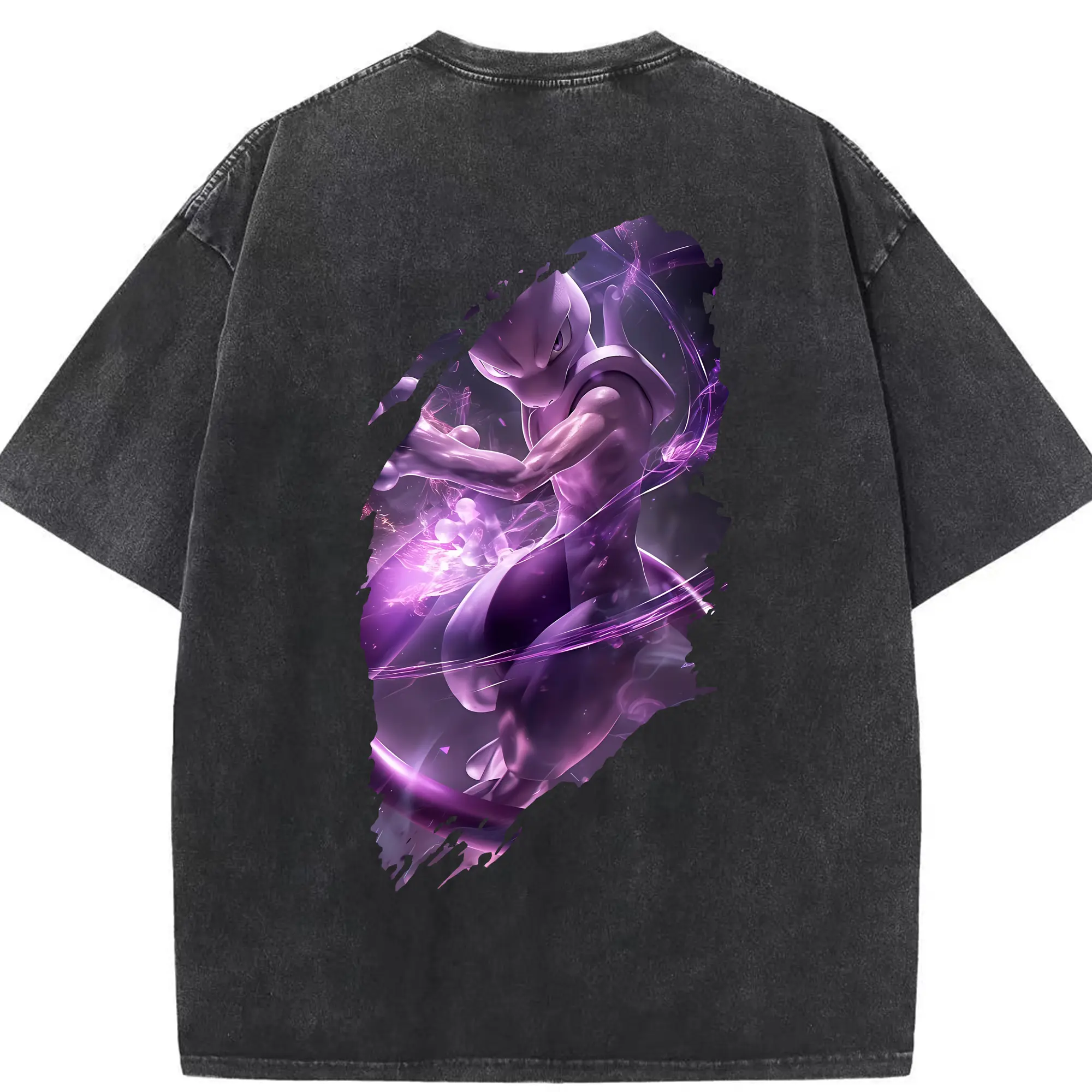 ポケモン グッズ,ミュウツー - 綿100％ ヴィンテージ風 半袖Tシャツ ・ 背面プリント ・ 柔らか肌触り ・ 通気性 快適 ・ スポーツ カジュアル 外出用