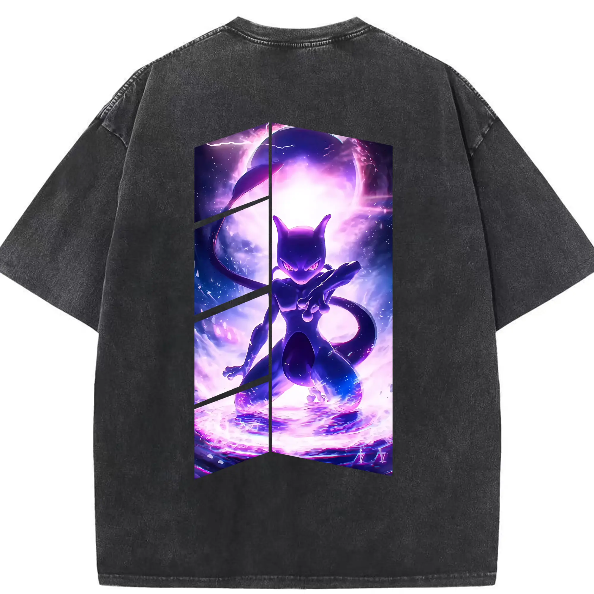 ポケモン グッズ,ミュウツー - 綿100％ ヴィンテージ風 半袖Tシャツ ・ 背面プリント ・ 柔らか肌触り ・ 通気性 快適 ・ スポーツ カジュアル 外出用