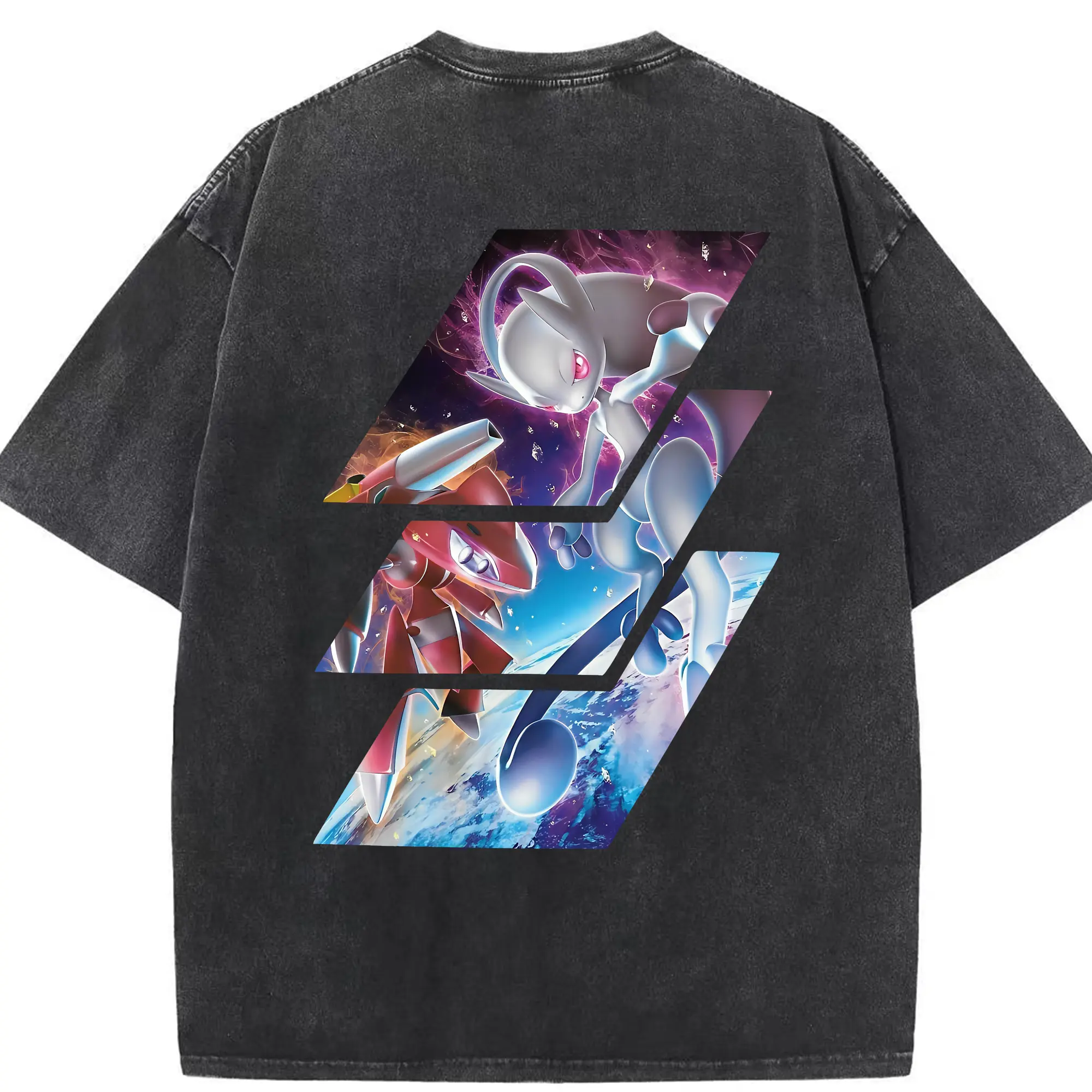 ポケモン グッズ,ミュウツー - 綿100％ ヴィンテージ風 半袖Tシャツ ・ 背面プリント ・ 柔らか肌触り ・ 通気性 快適 ・ スポーツ カジュアル 外出用