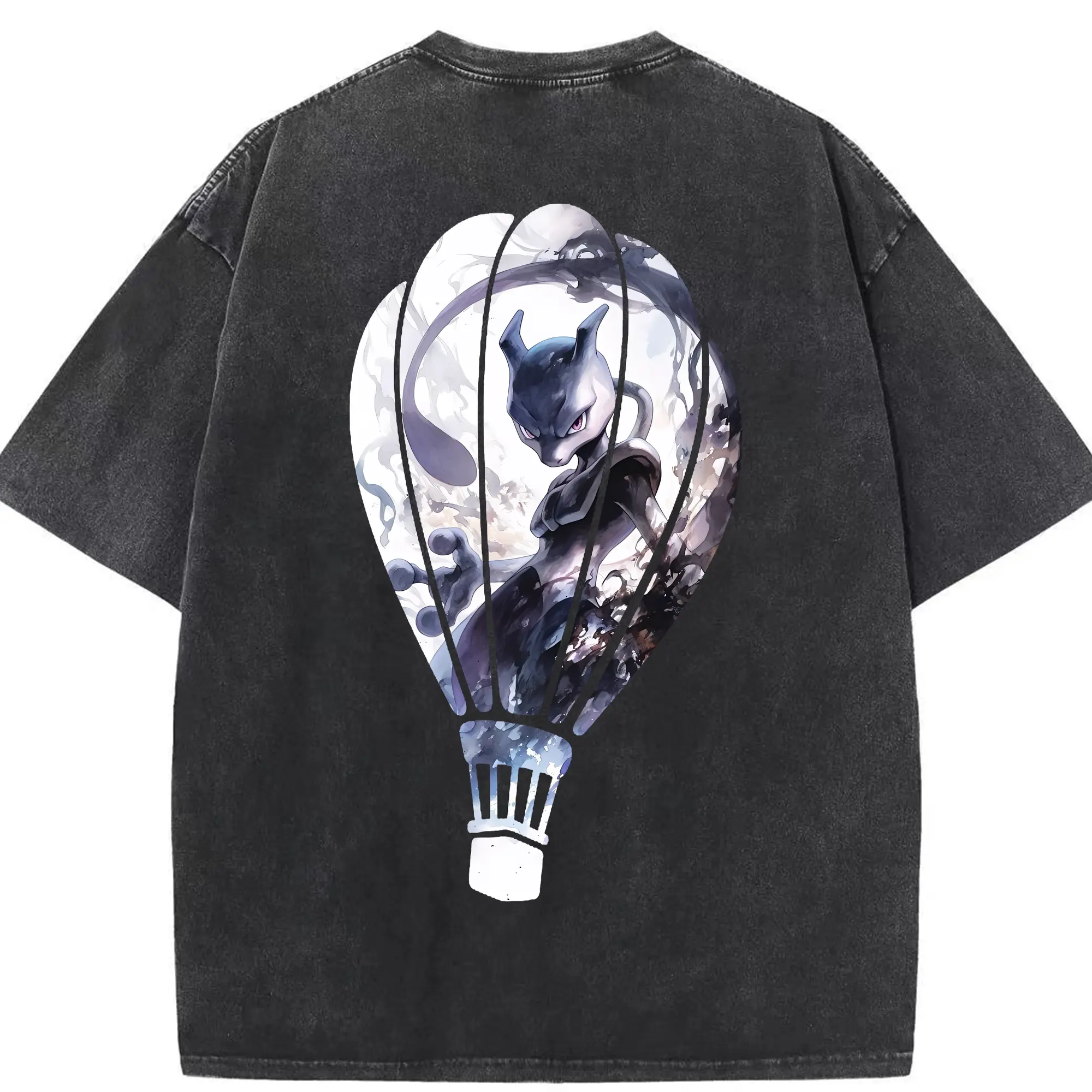 ポケモン グッズ,ミュウツー - 綿100％ ヴィンテージ風 半袖Tシャツ ・ 背面プリント ・ 柔らか肌触り ・ 通気性 快適 ・ スポーツ カジュアル 外出用