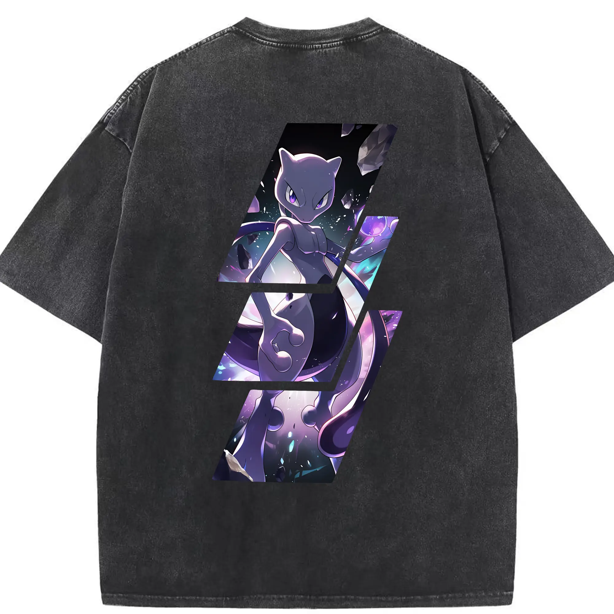 ポケモン グッズ,ミュウツー - 綿100％ ヴィンテージ風 半袖Tシャツ ・ 背面プリント ・ 柔らか肌触り ・ 通気性 快適 ・ スポーツ カジュアル 外出用