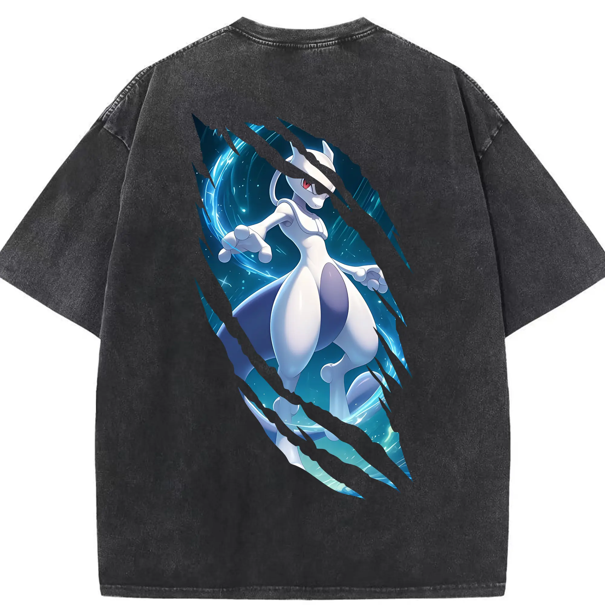 ポケモン グッズ,ミュウツー - 綿100％ ヴィンテージ風 半袖Tシャツ ・ 背面プリント ・ 柔らか肌触り ・ 通気性 快適 ・ スポーツ カジュアル 外出用