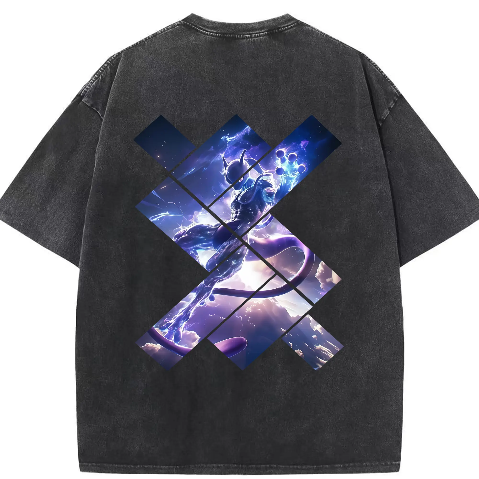 ポケモン グッズ,ミュウツー - 綿100％ ヴィンテージ風 半袖Tシャツ ・ 背面プリント ・ 柔らか肌触り ・ 通気性 快適 ・ スポーツ カジュアル 外出用