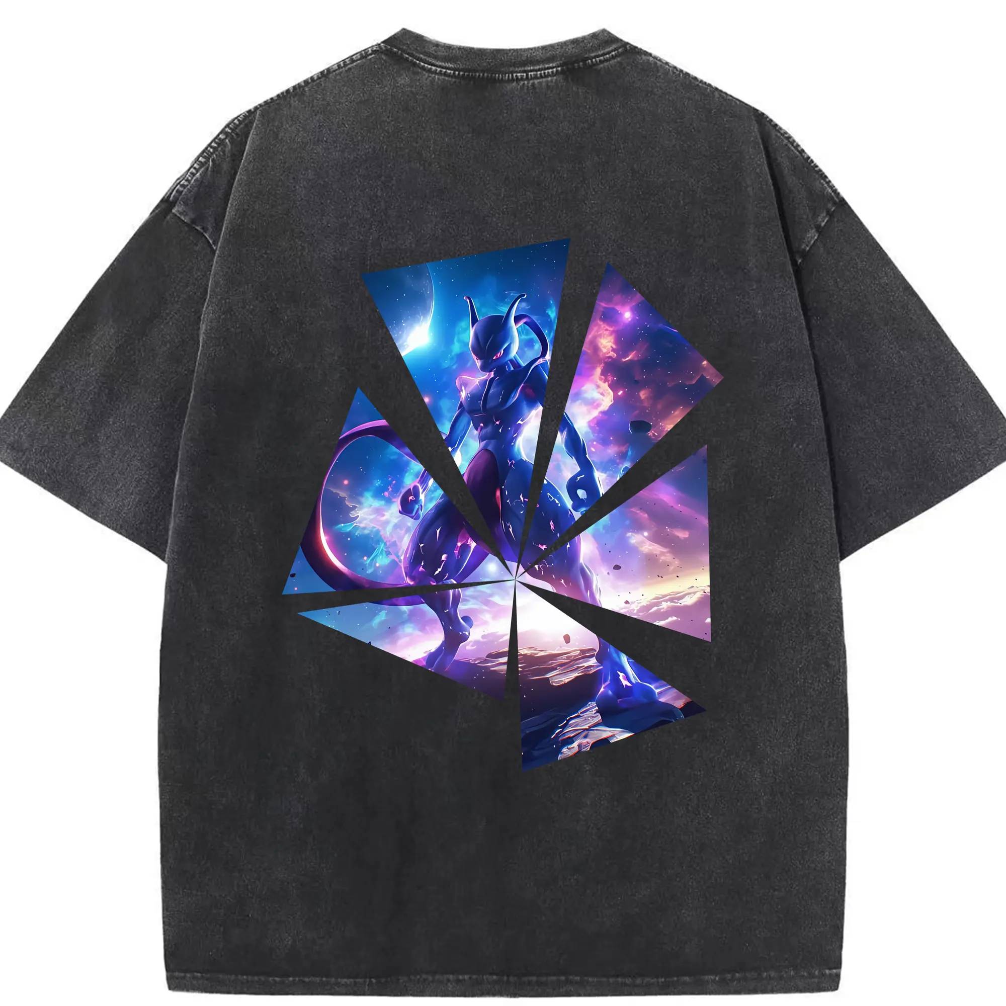 ポケモン グッズ,ミュウツー - 綿100％ ヴィンテージ風 半袖Tシャツ ・ 背面プリント ・ 柔らか肌触り ・ 通気性 快適 ・ スポーツ カジュアル 外出用