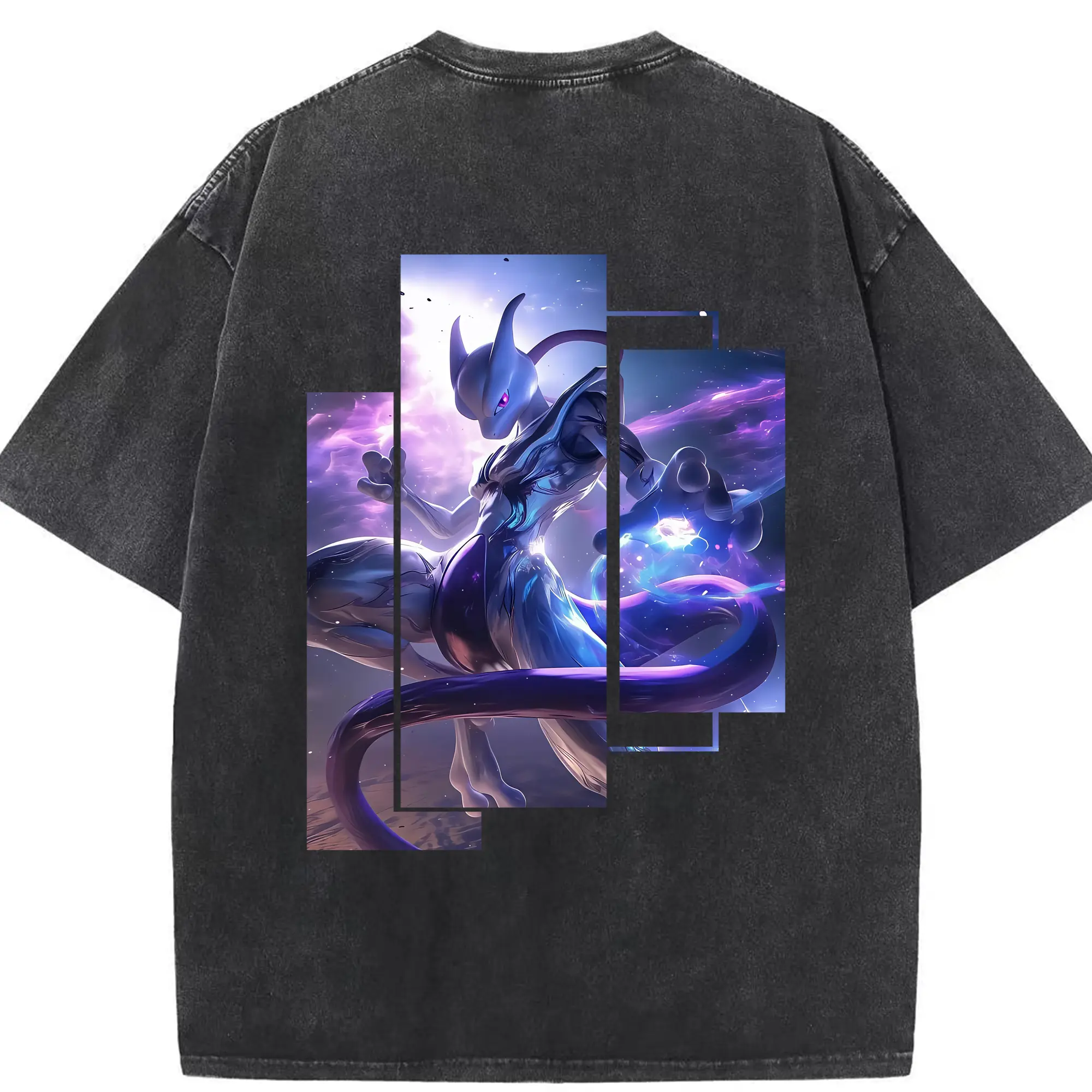 ポケモン グッズ,ミュウツー - 綿100％ ヴィンテージ風 半袖Tシャツ ・ 背面プリント ・ 柔らか肌触り ・ 通気性 快適 ・ スポーツ カジュアル 外出用